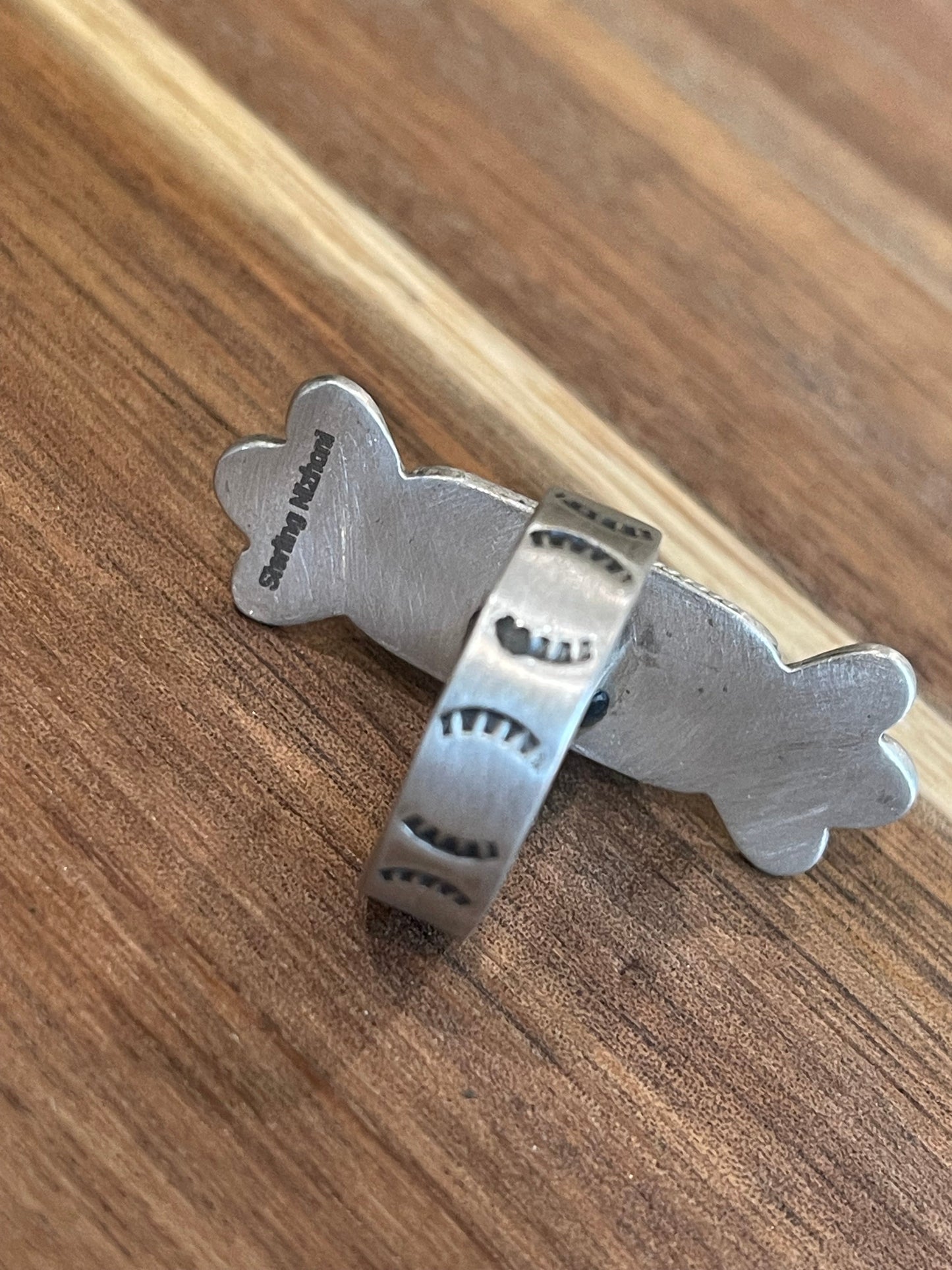 Beautiful Handmade White Buffalo And Sterling Silver Adjustable Ring