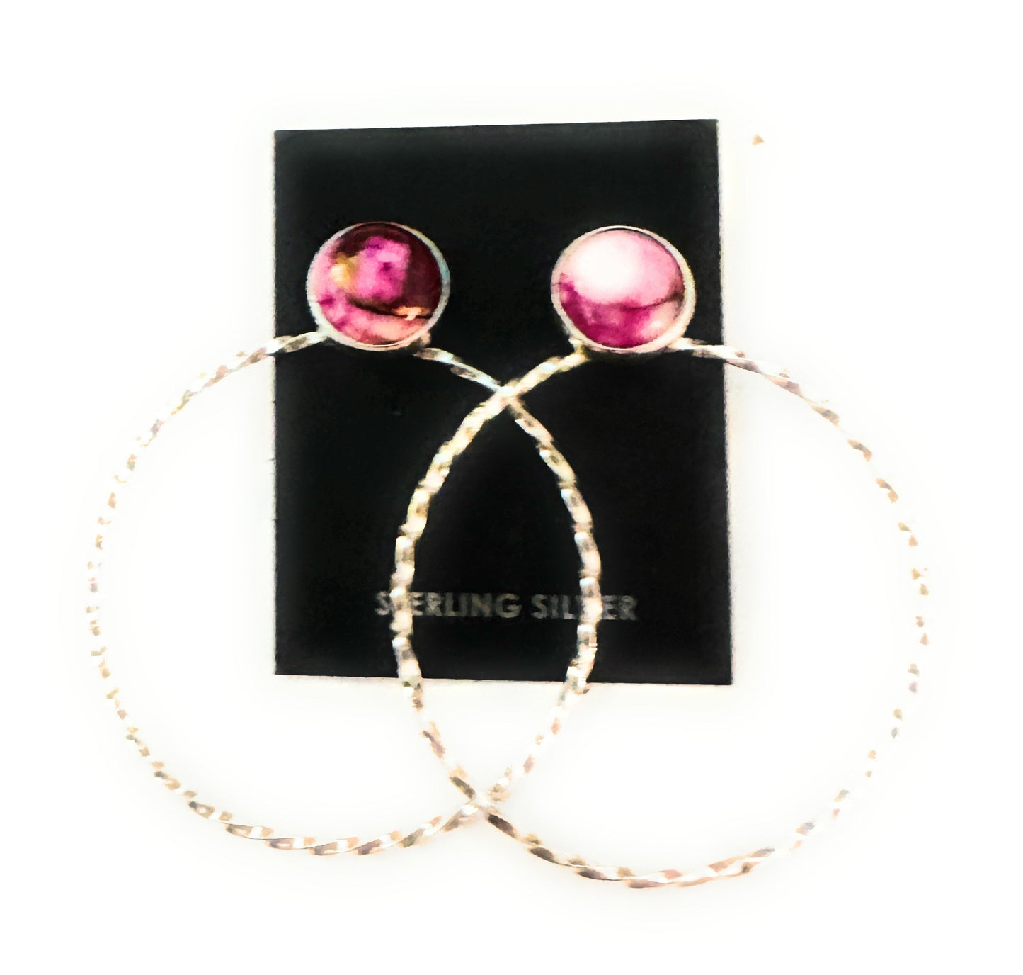 Navajo Pink Mojave & Sterling Silver Dangle Hoop Earrings