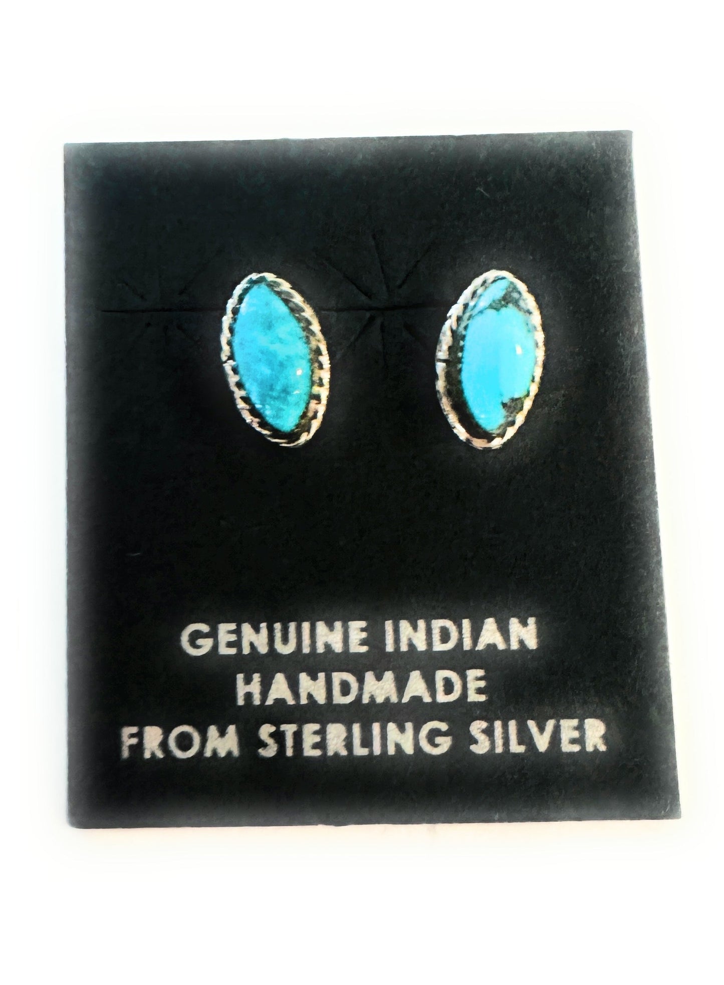 Navajo Turquoise and Sterling Silver Marquise Stud Earrings
