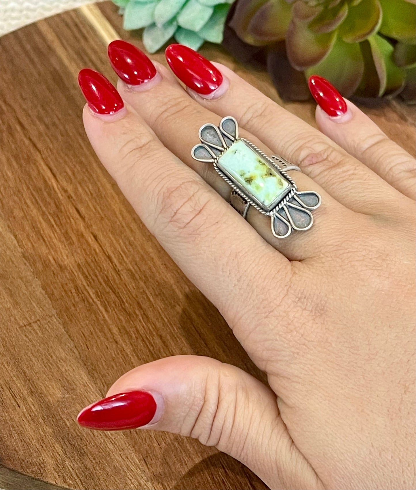 Beautiful Handmade Palomino Turquoise And Sterling Silver Adjustable Ring