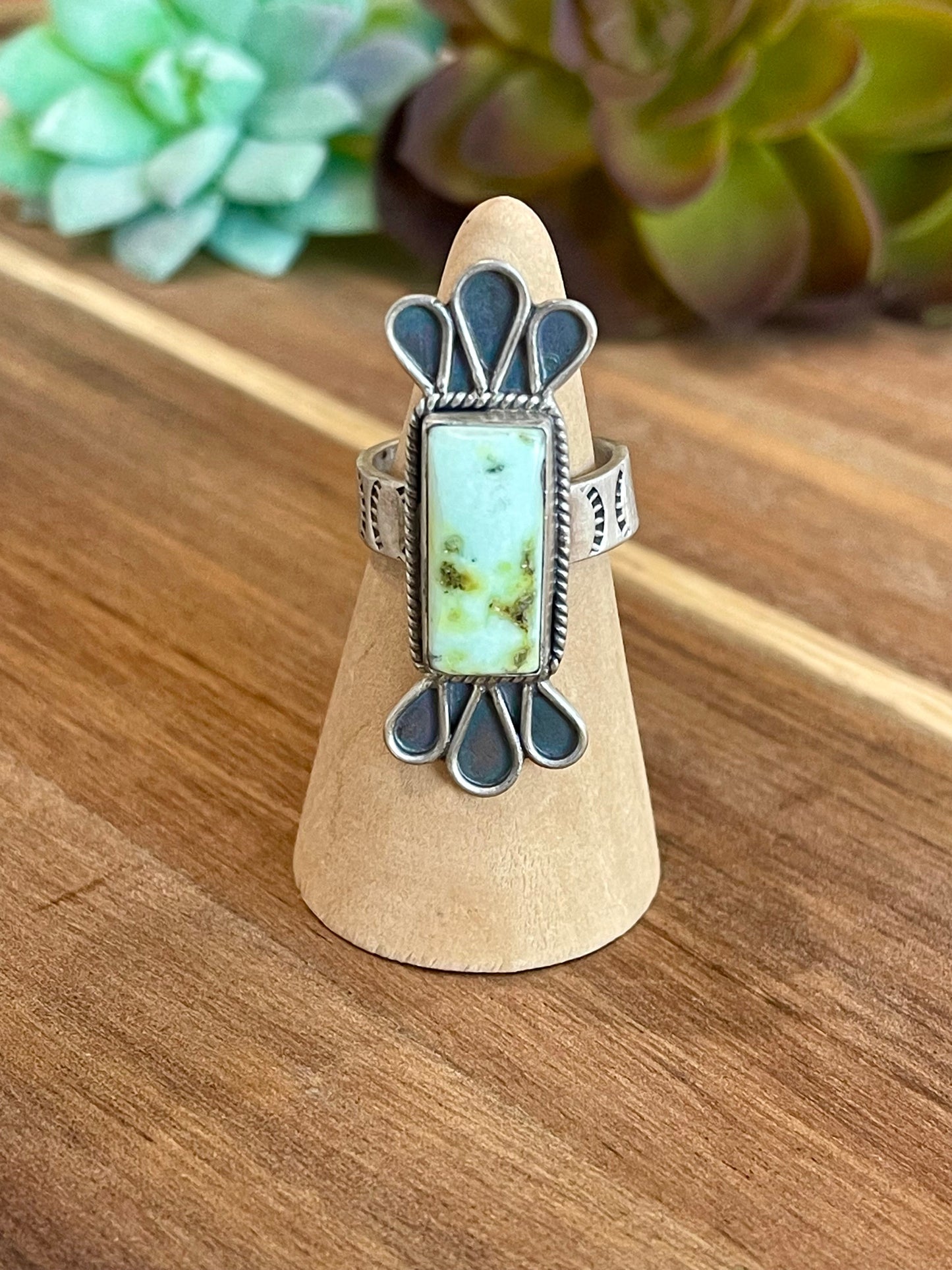 Beautiful Handmade Palomino Turquoise And Sterling Silver Adjustable Ring