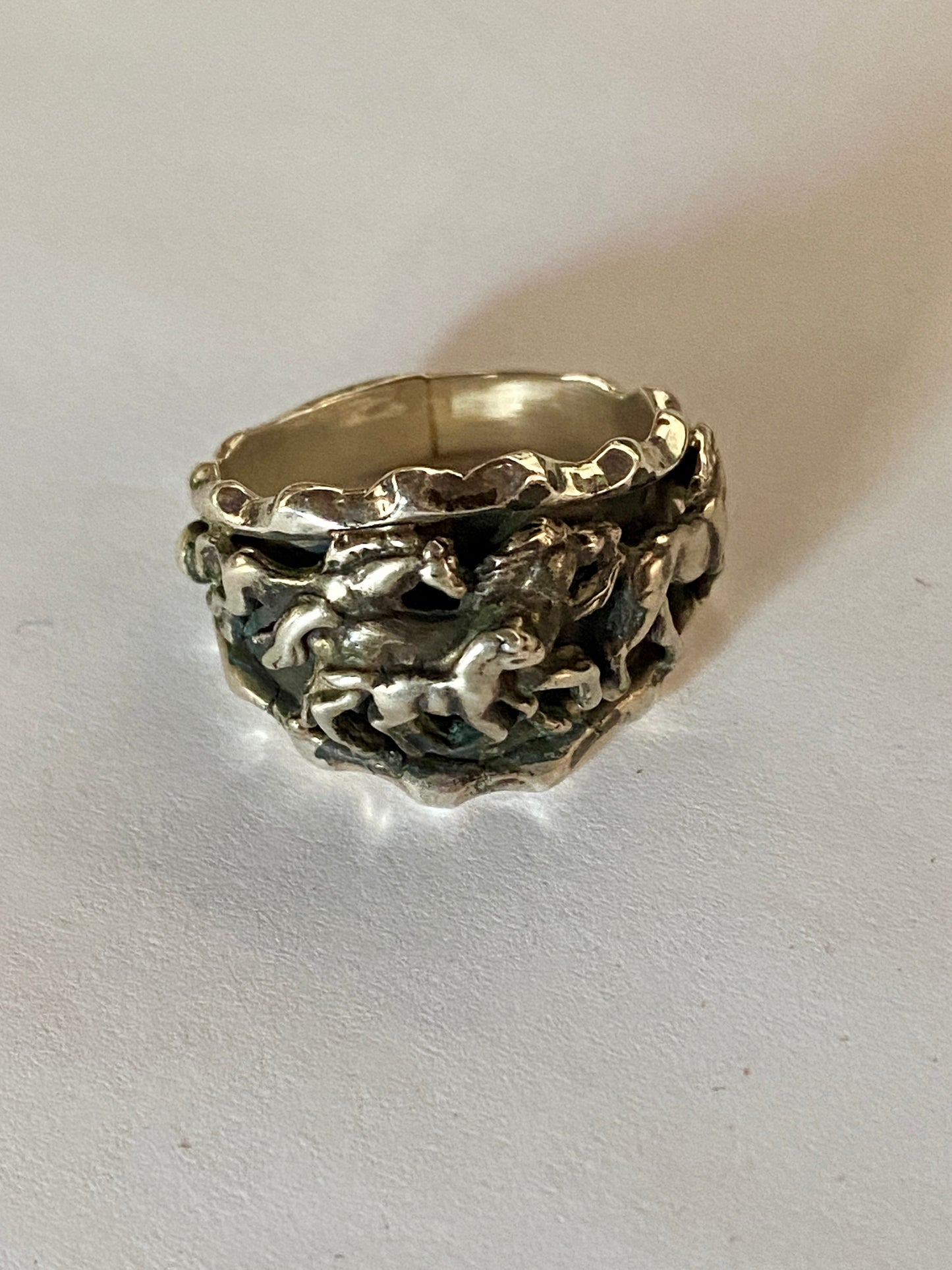 Navajo Sterling Running Horses Ring Size 11.5