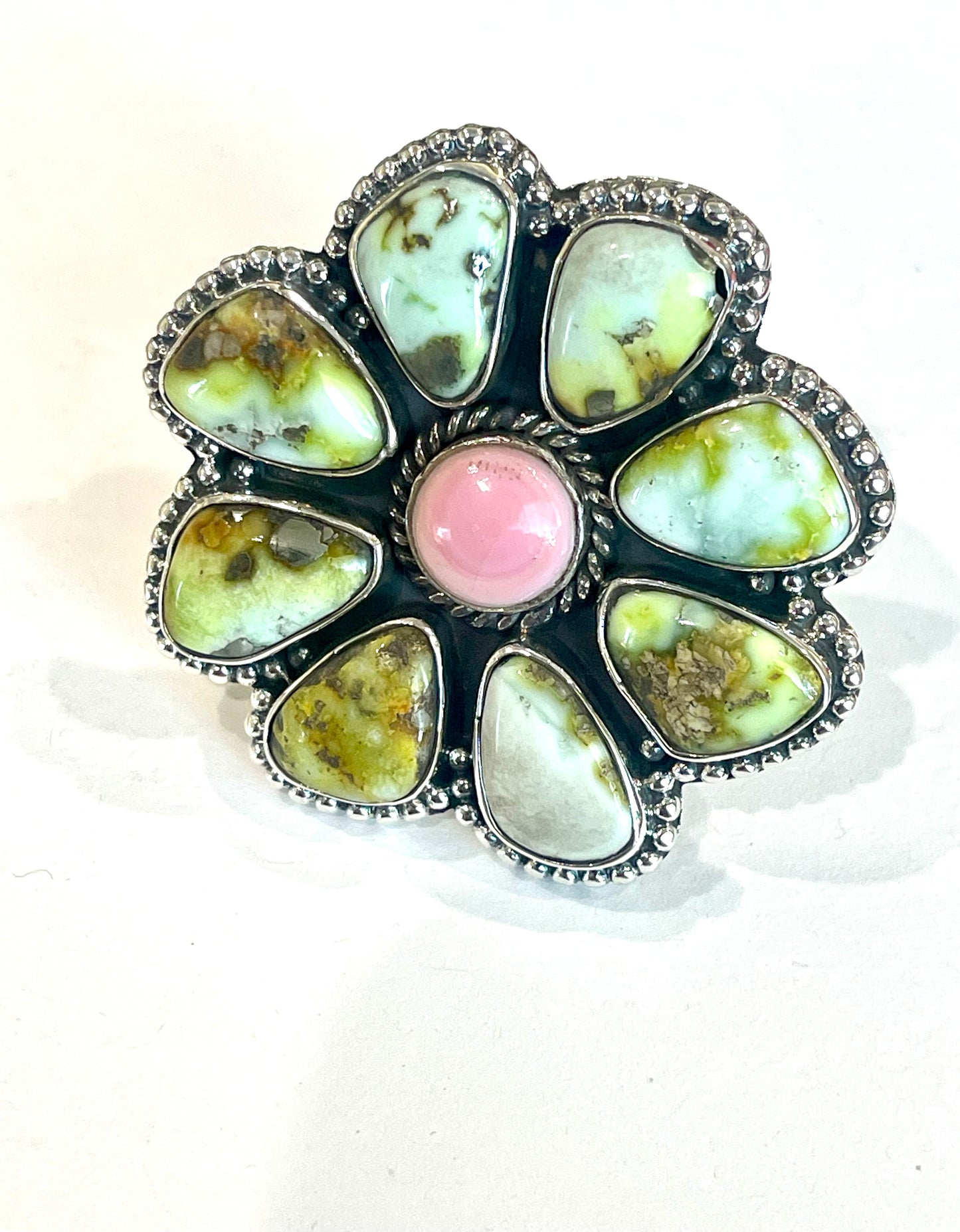 Beautiful Handmade Palomino Turquoise And Sterling Silver Adjustable Ring