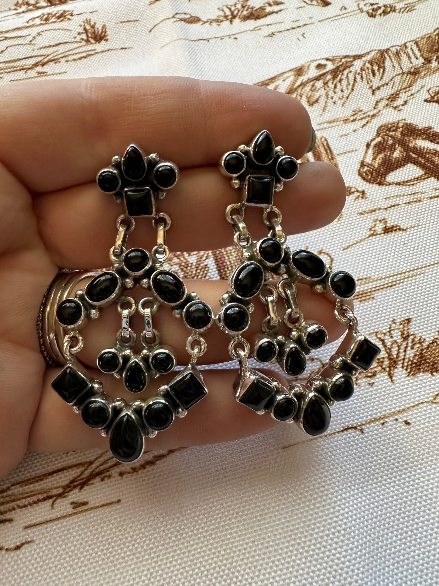 NFR COLLECTION Handmade Onyx & Sterling Silver Dangle Earrings
