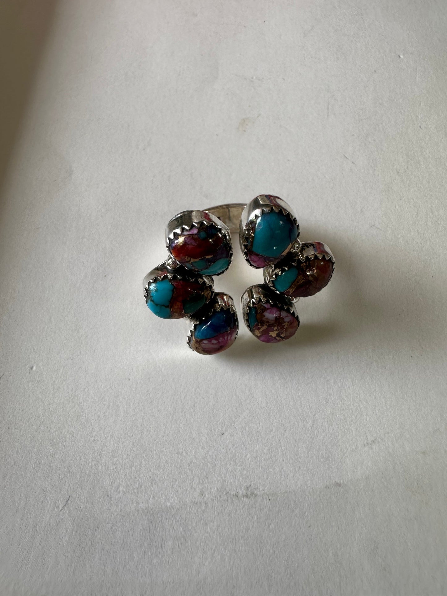 Nizhoni Handmade Purple Dream & Sterling Silver Adjustable Flower Ring