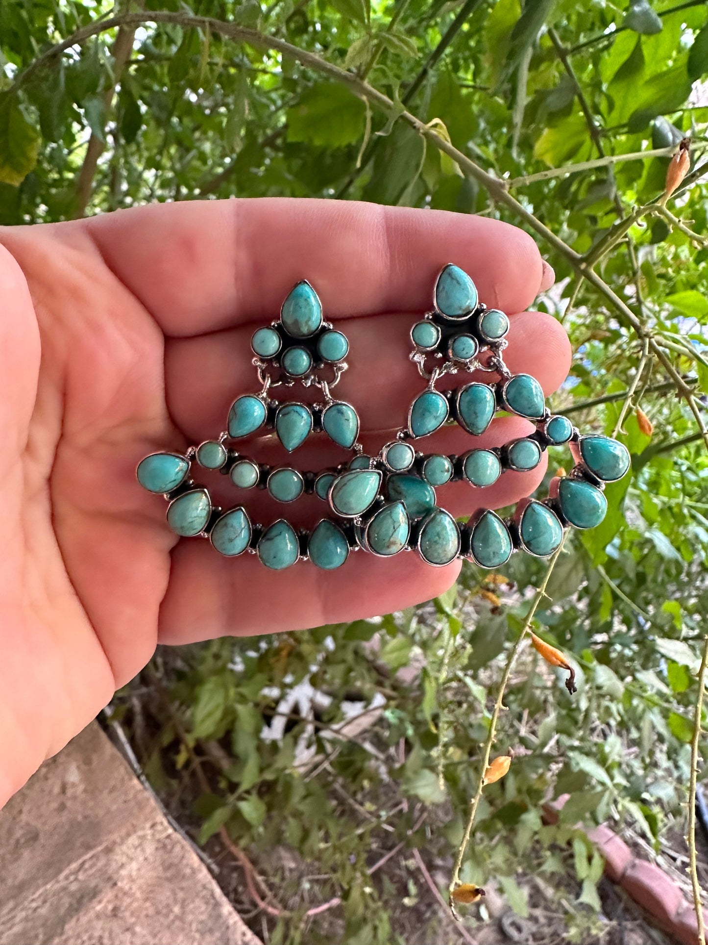 The Stallion Handmade Sterling Silver & Turquoise Dangle Earrings Signed Nizhoni