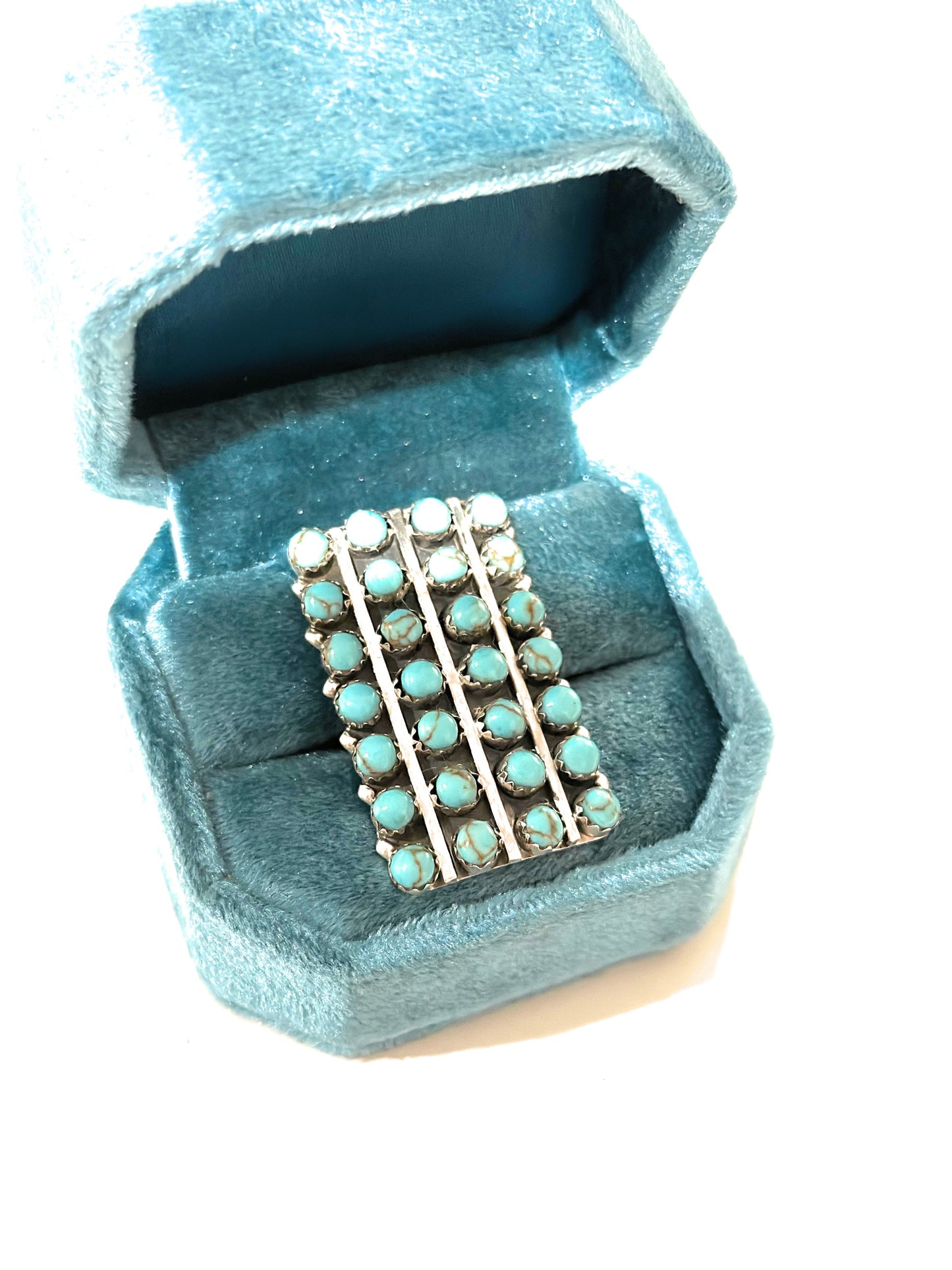 Navajo Sterling Silver & Kingman Turquoise Snake Eye Ring
