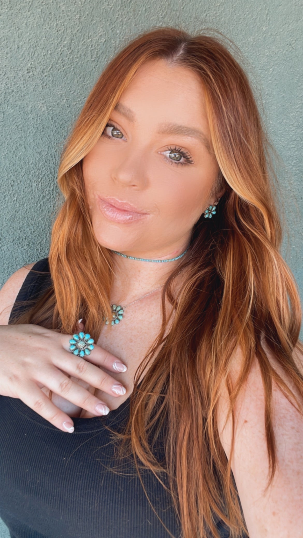 Turquoise Petals Handmade Adjustable Turquoise Sterling Silver Flower Ring