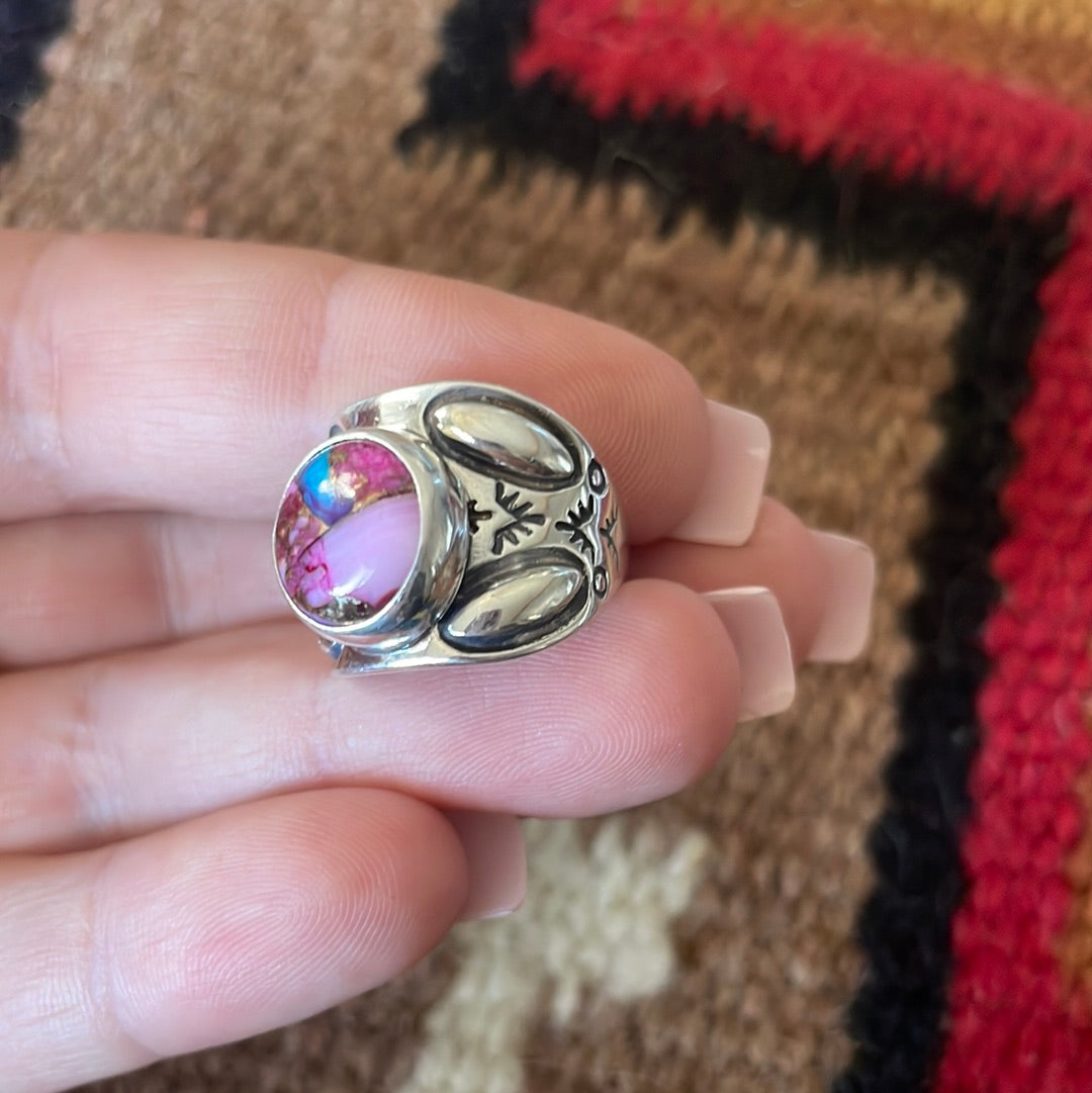 Beautiful Navajo Sterling Silver Pink Dream Ring