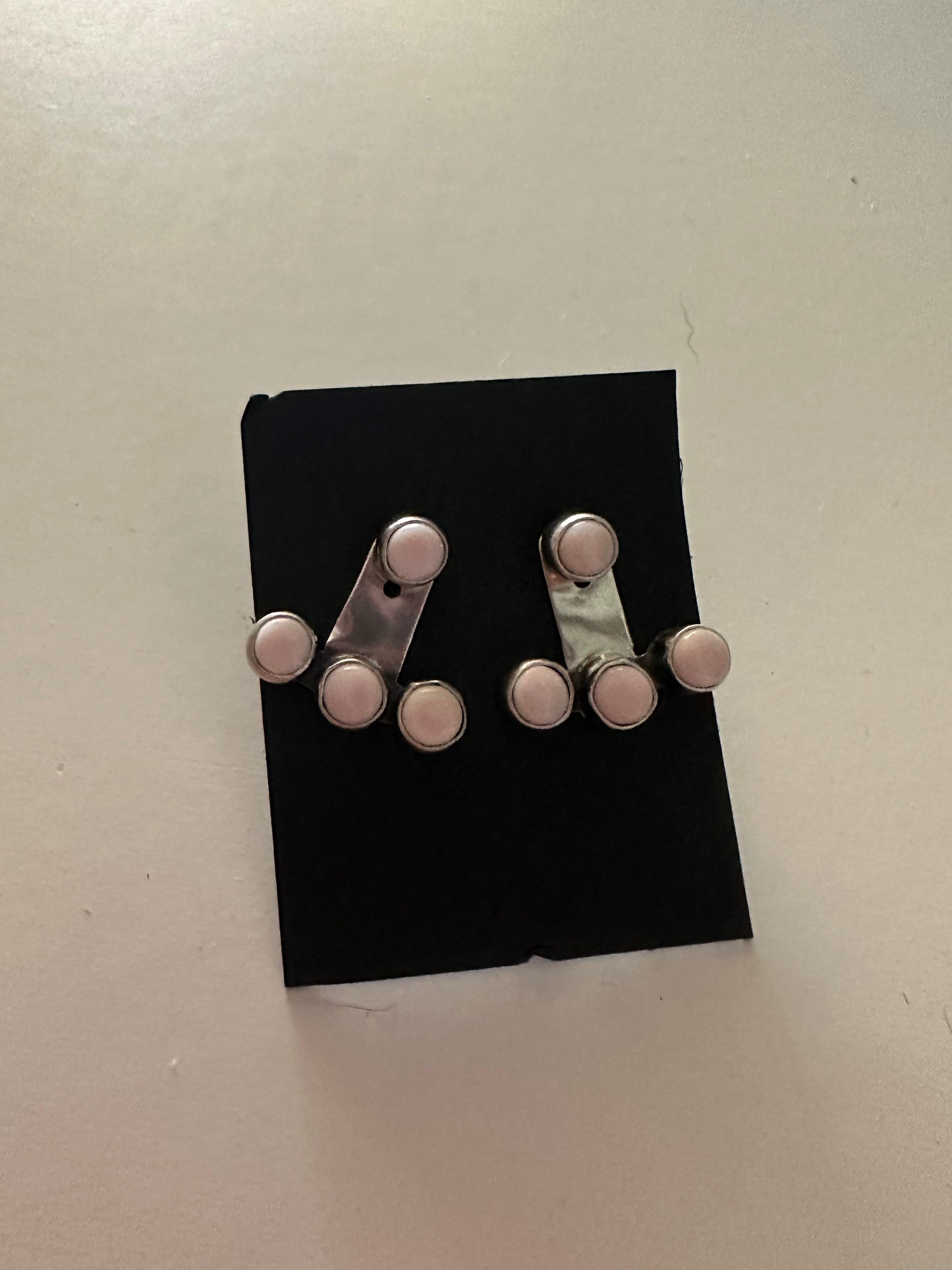 Navajo Sterling Silver & Pink Conch Ear Jacket Earrings