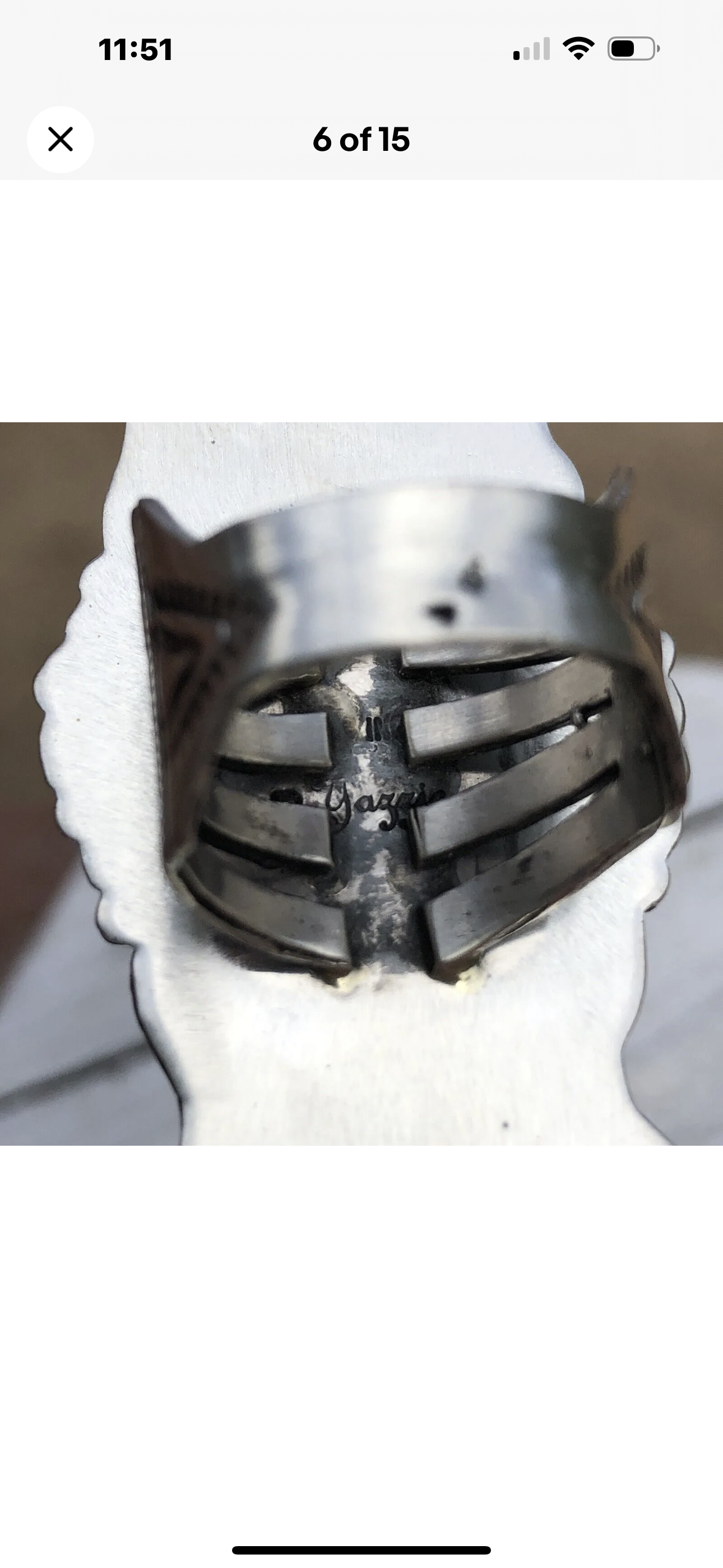 Patrick Yazzie Navajo Sterling Silver Concho Hand Stamped Ring