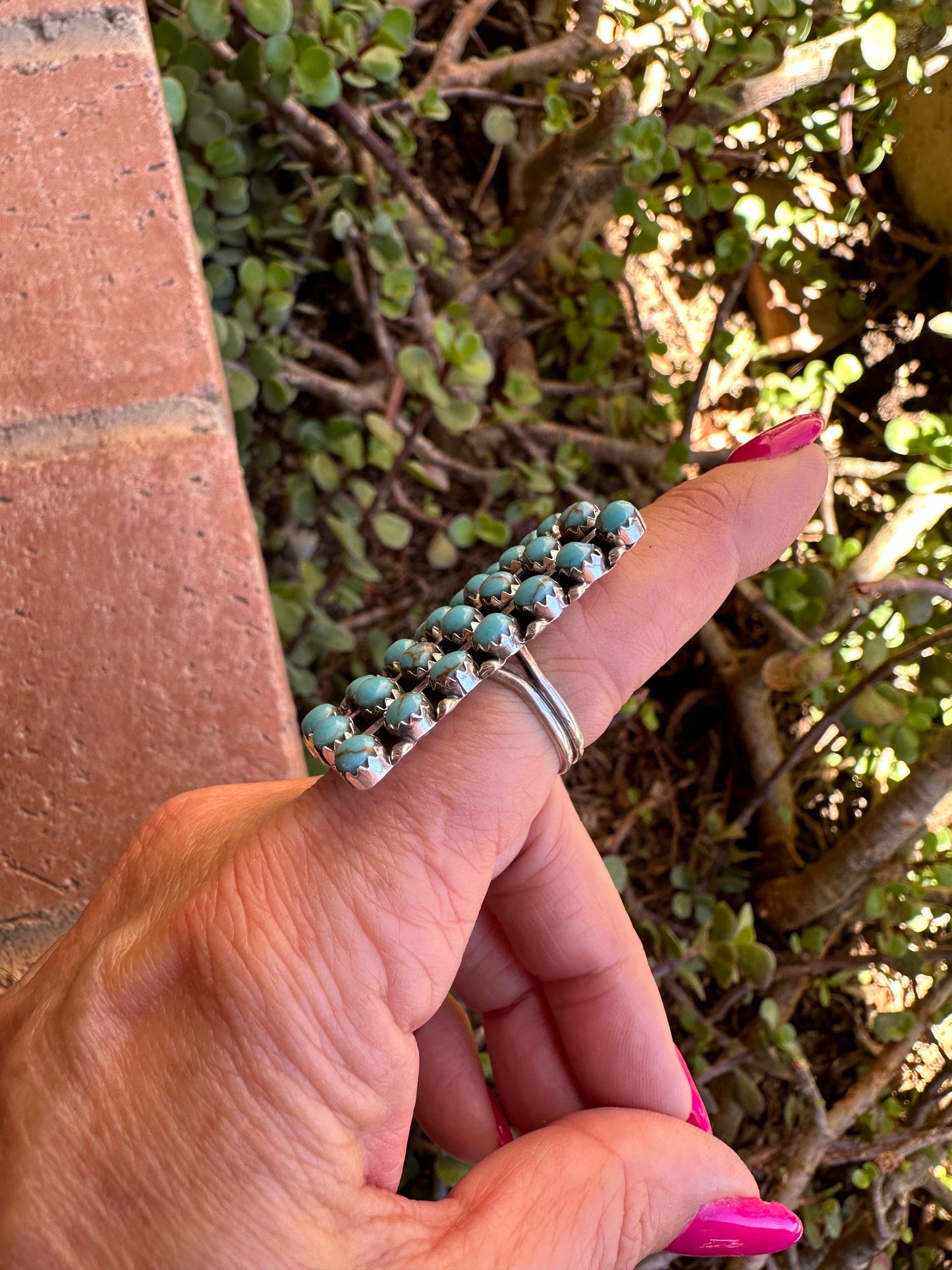 Navajo Sterling Silver & Kingman Turquoise Snake Eye Ring