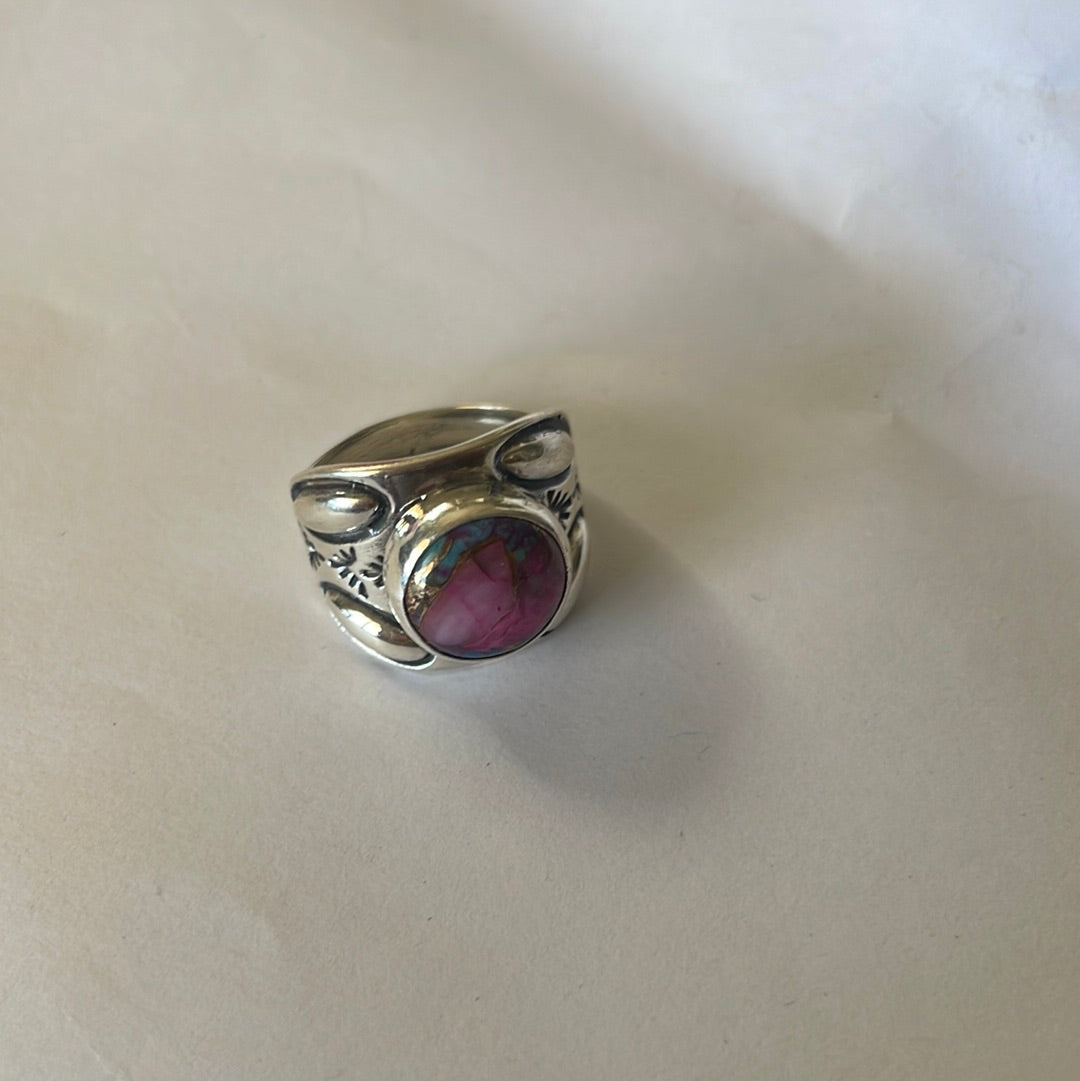 Beautiful Navajo Sterling Silver Pink Dream Ring