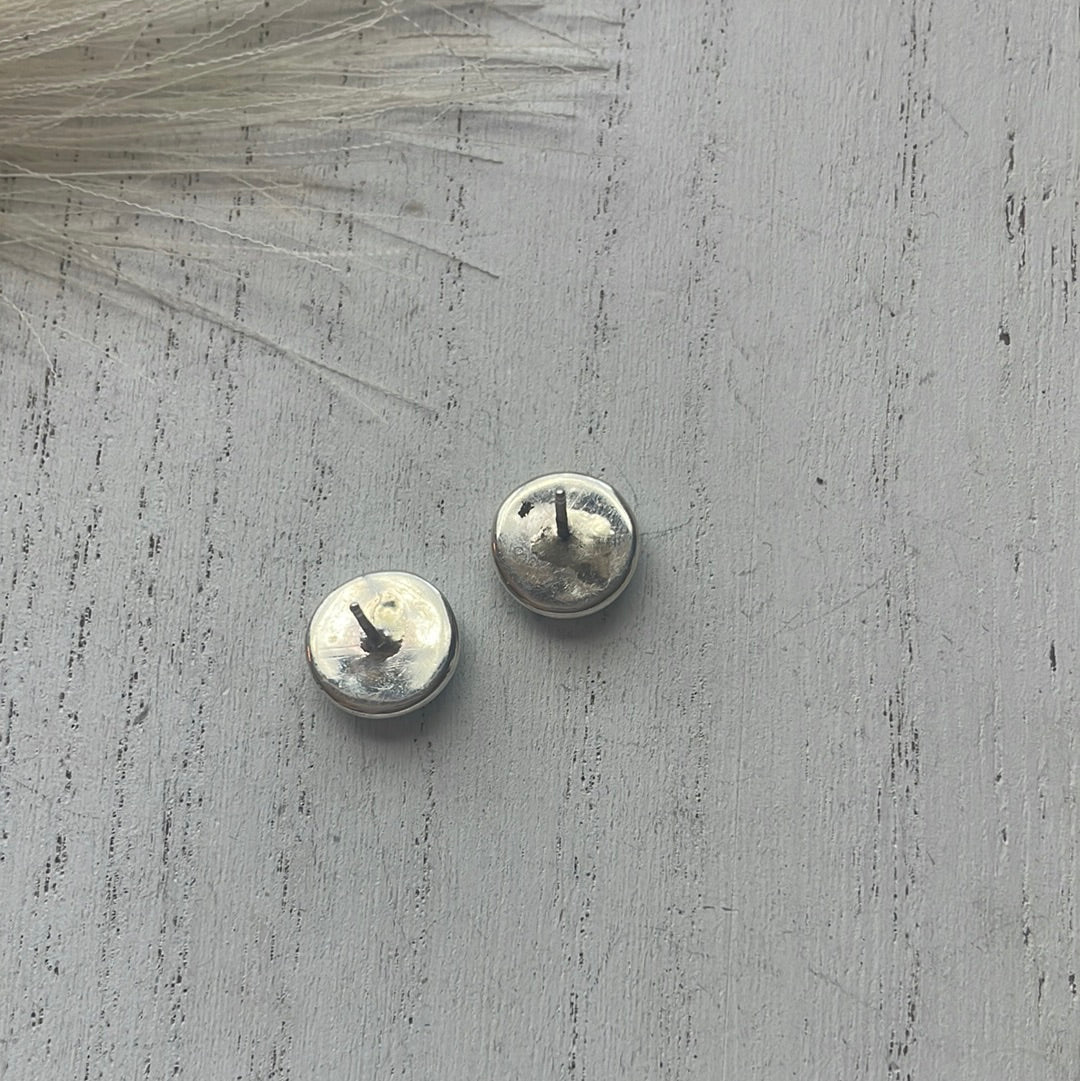 Navajo Opal Inlay & Sterling Silver Stud Earrings