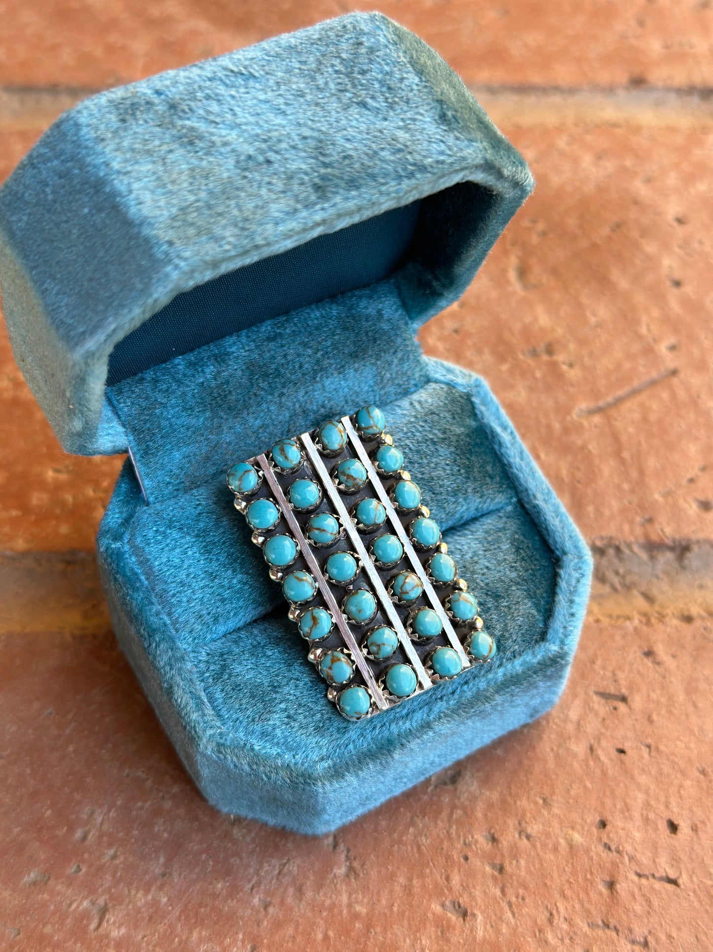 Navajo Sterling Silver & Kingman Turquoise Snake Eye Ring