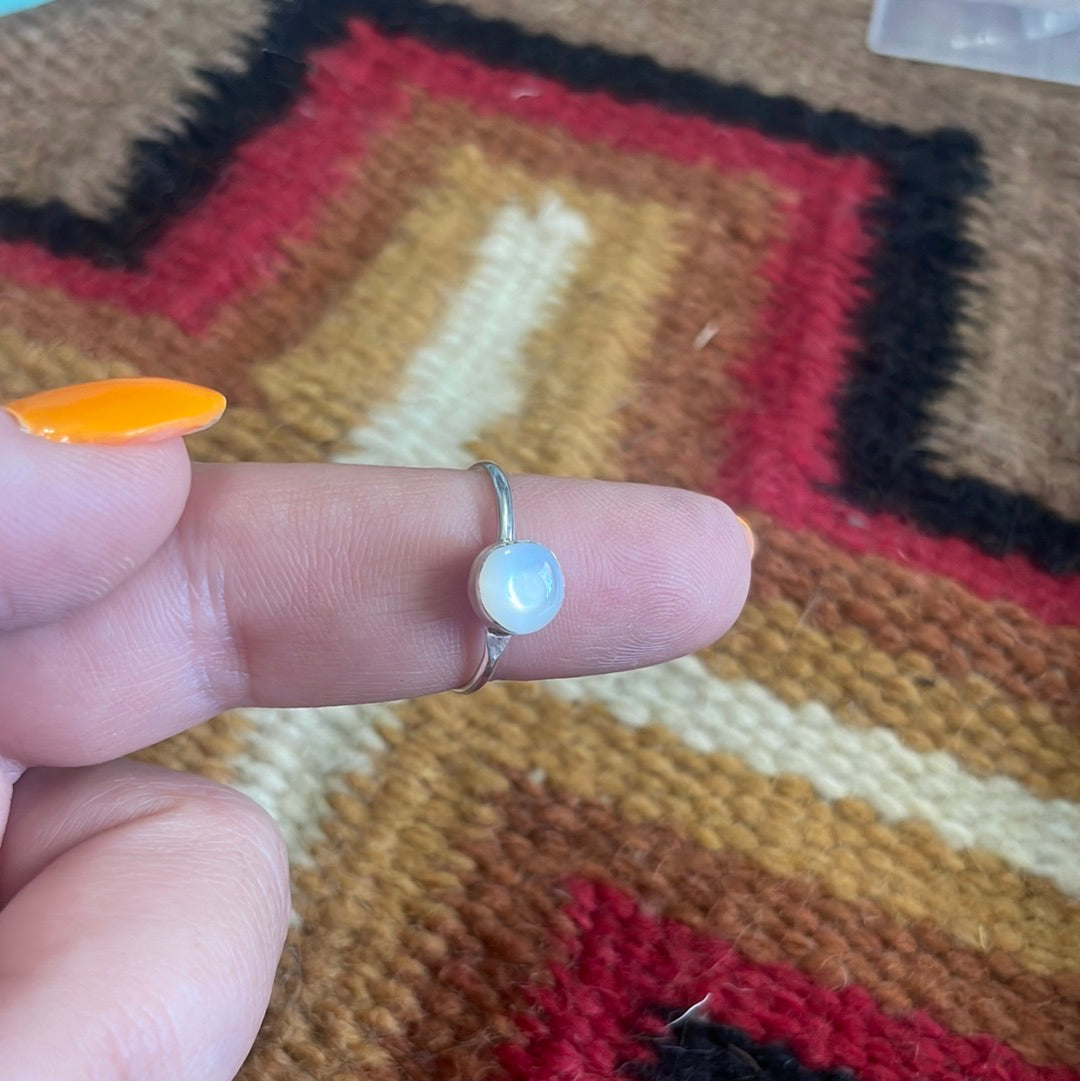 Navajo Sterling Silver & White Opal Mini Ring