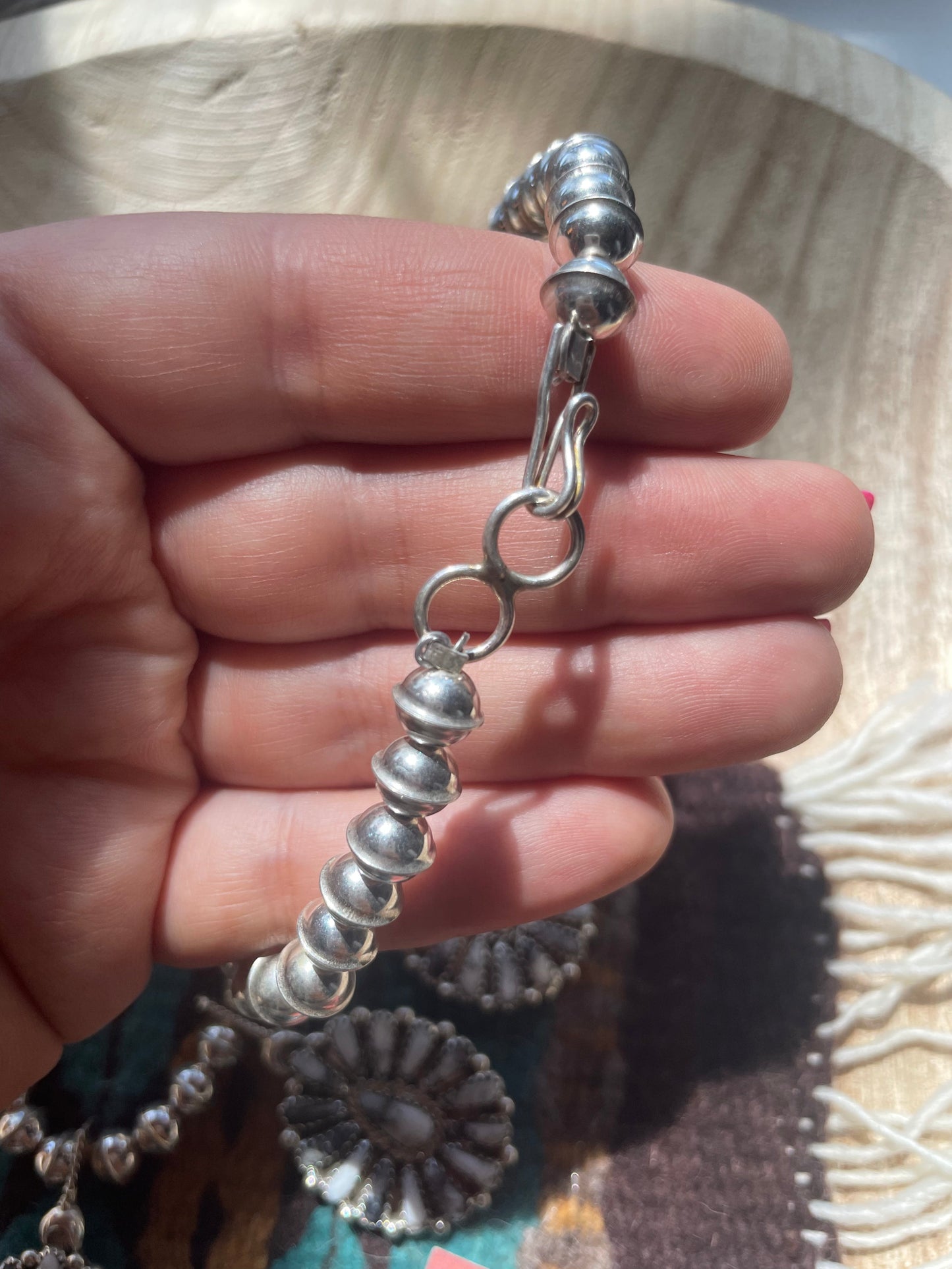 Navajo Sterling Silver & White Buffalo Necklace & Earrings Set Signed