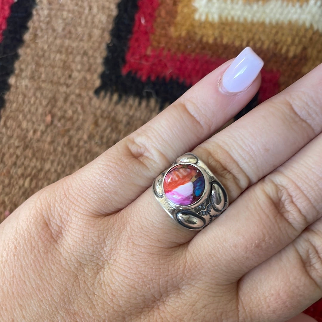Beautiful Navajo Sterling Silver Pink Dream Ring
