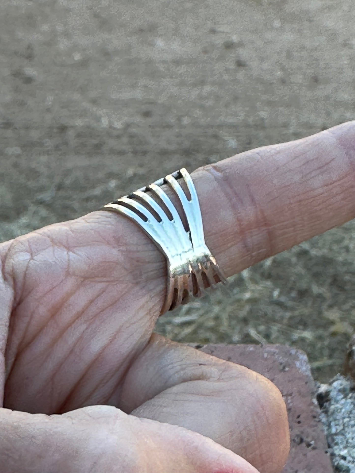 Zuni Sterling Silver Tri Color Opal Inlay Stacker Ring