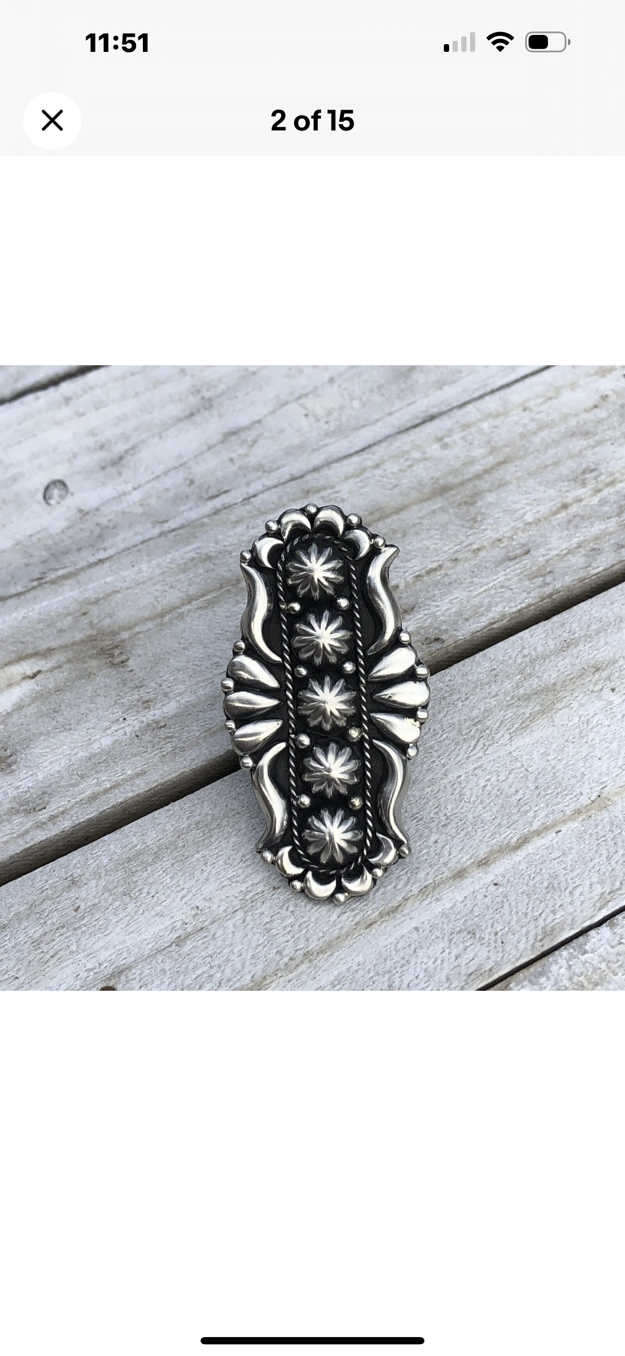 Patrick Yazzie Navajo Sterling Silver Concho Hand Stamped Ring