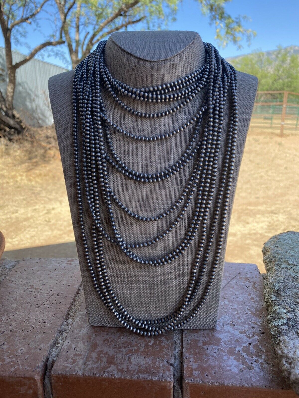 Sterling Silver Navajo Style Pearls Necklaces 4mm