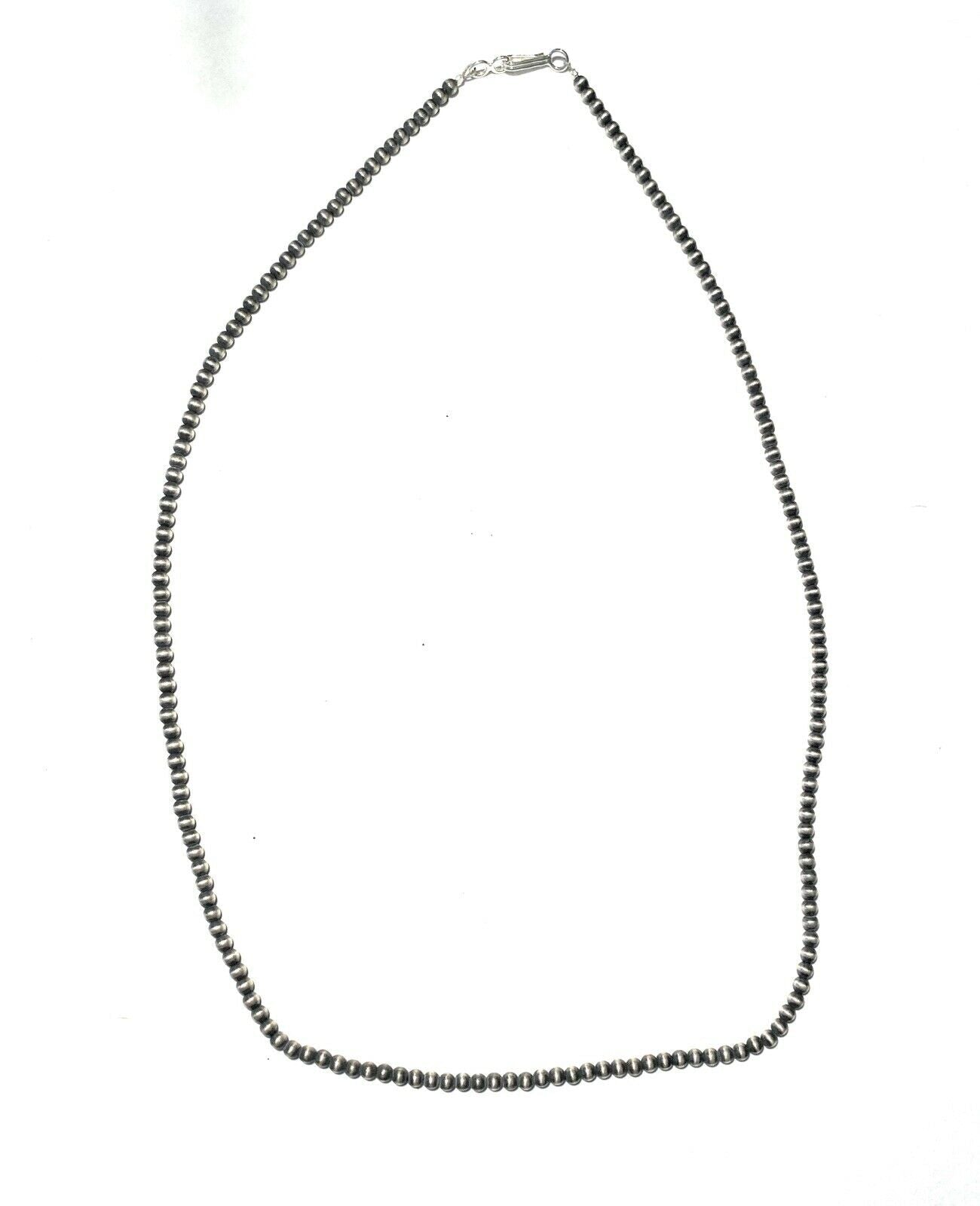 Sterling Silver 3mm Navajo Pearl Style Beaded Necklace