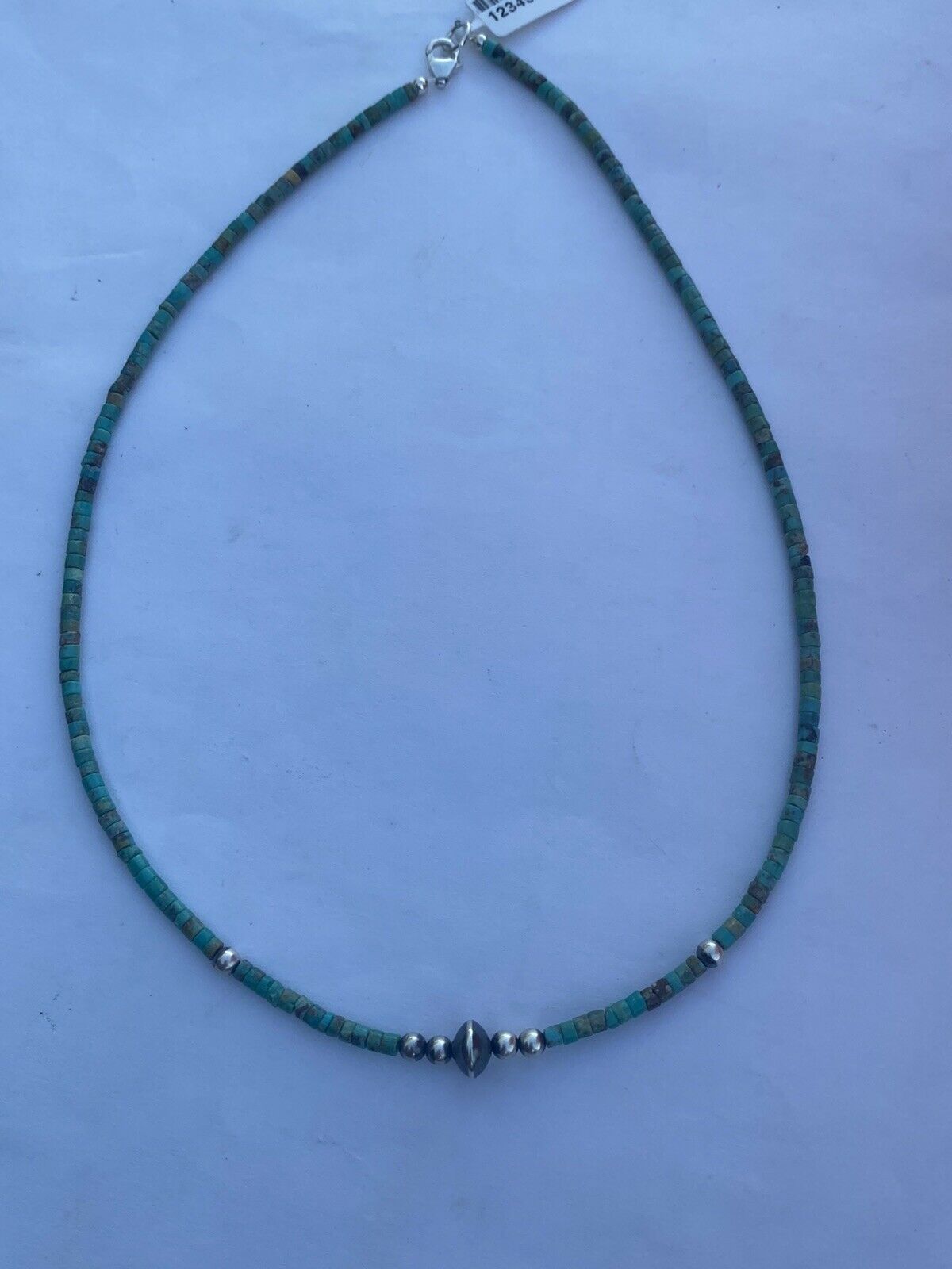 Navajo Turquoise Sterling Silver Pearl Beaded 17” Necklace 4mm