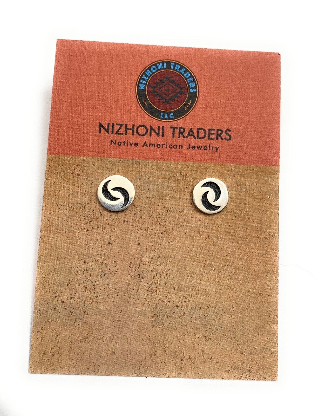 Hopi Overlaid Sterling Silver Moon Stud Earrings