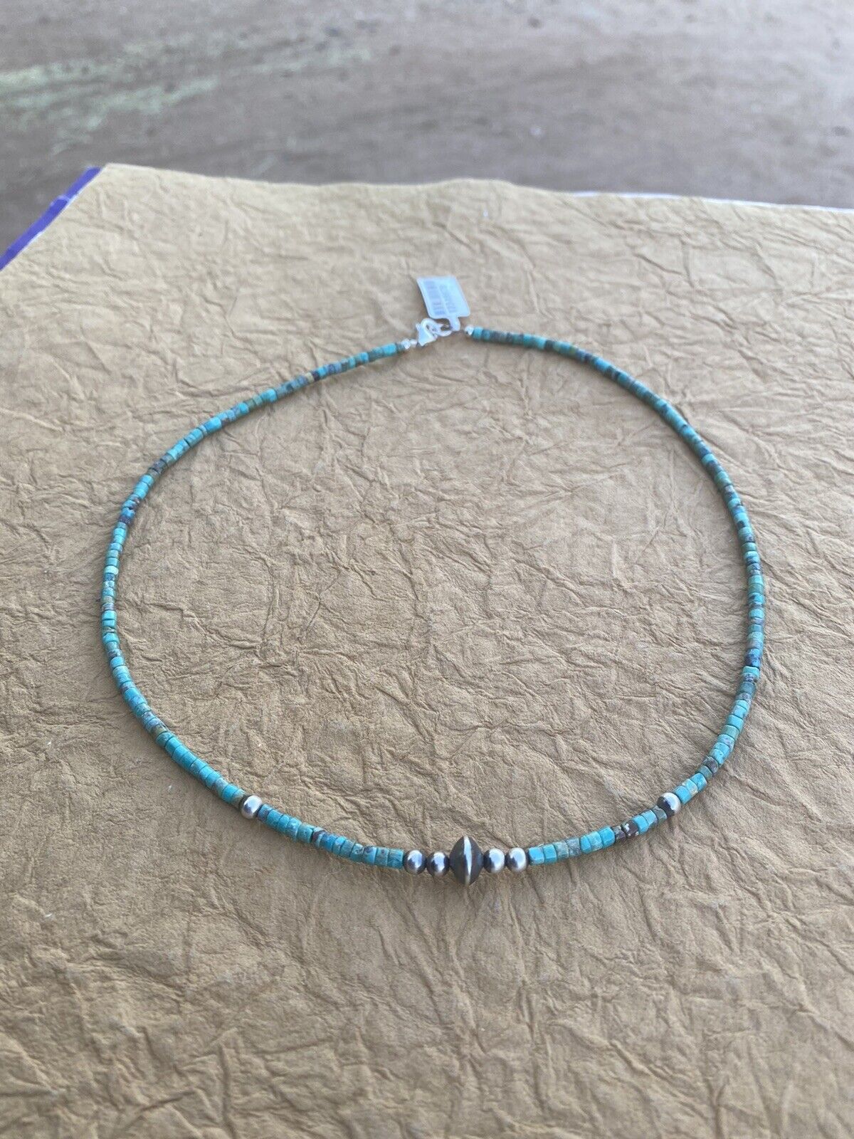 Navajo Turquoise Sterling Silver Pearl Beaded 17” Necklace 4mm