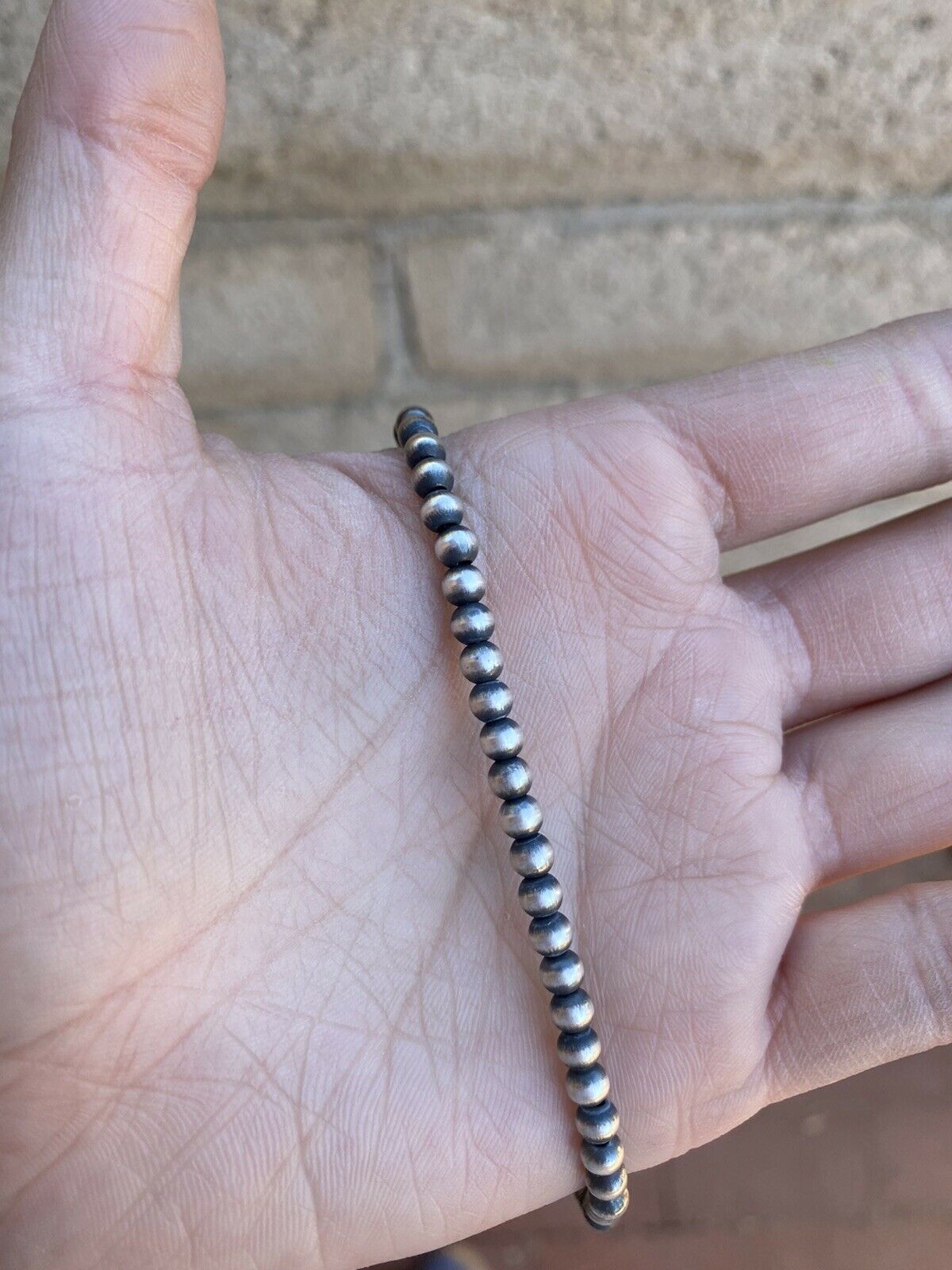 Sterling Silver Navajo Style Pearls Necklaces 4mm