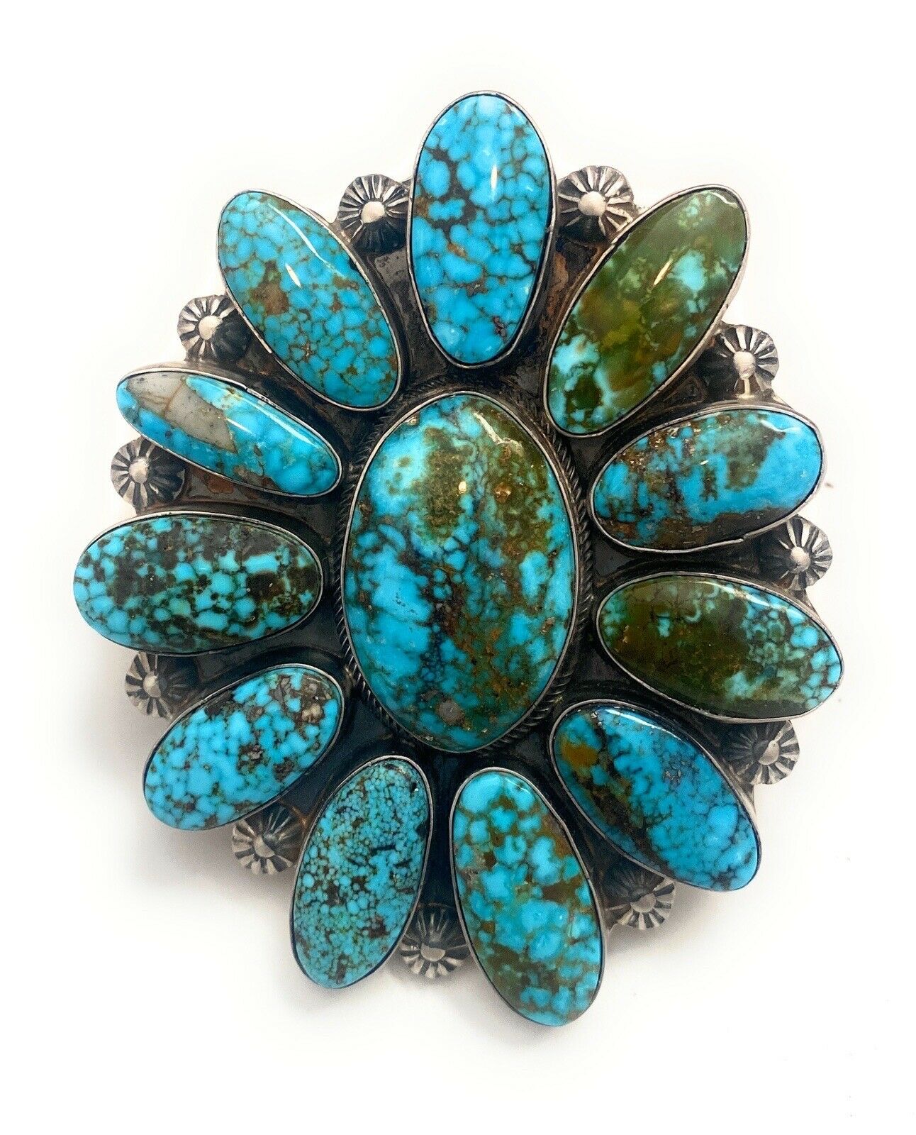 Navajo Kingman Web Turquoise & Sterling Silver Ring Size 9 By Kathleen Chavez