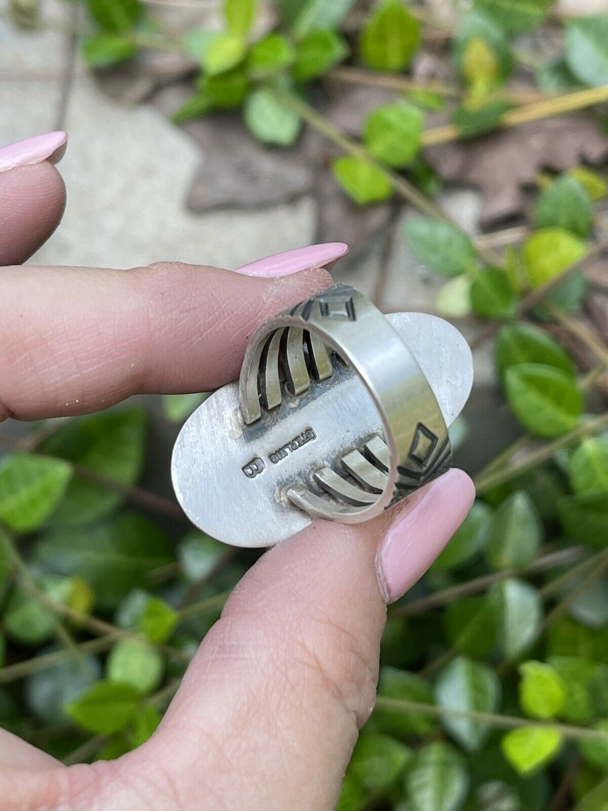 Navajo Southwest Ribbon Turquoise & Sterling Silver Spider Ring Size 10 Signed