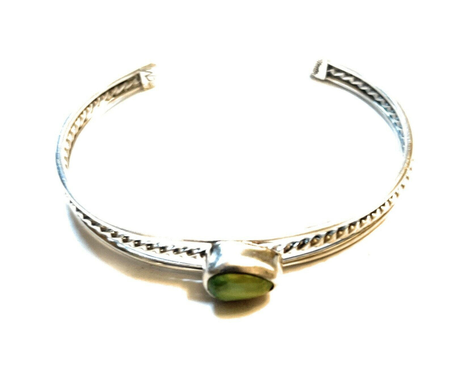 Navajo Green Turquoise Sterling Silver Stacker 3 Rope Band Style Cuff Bracelet