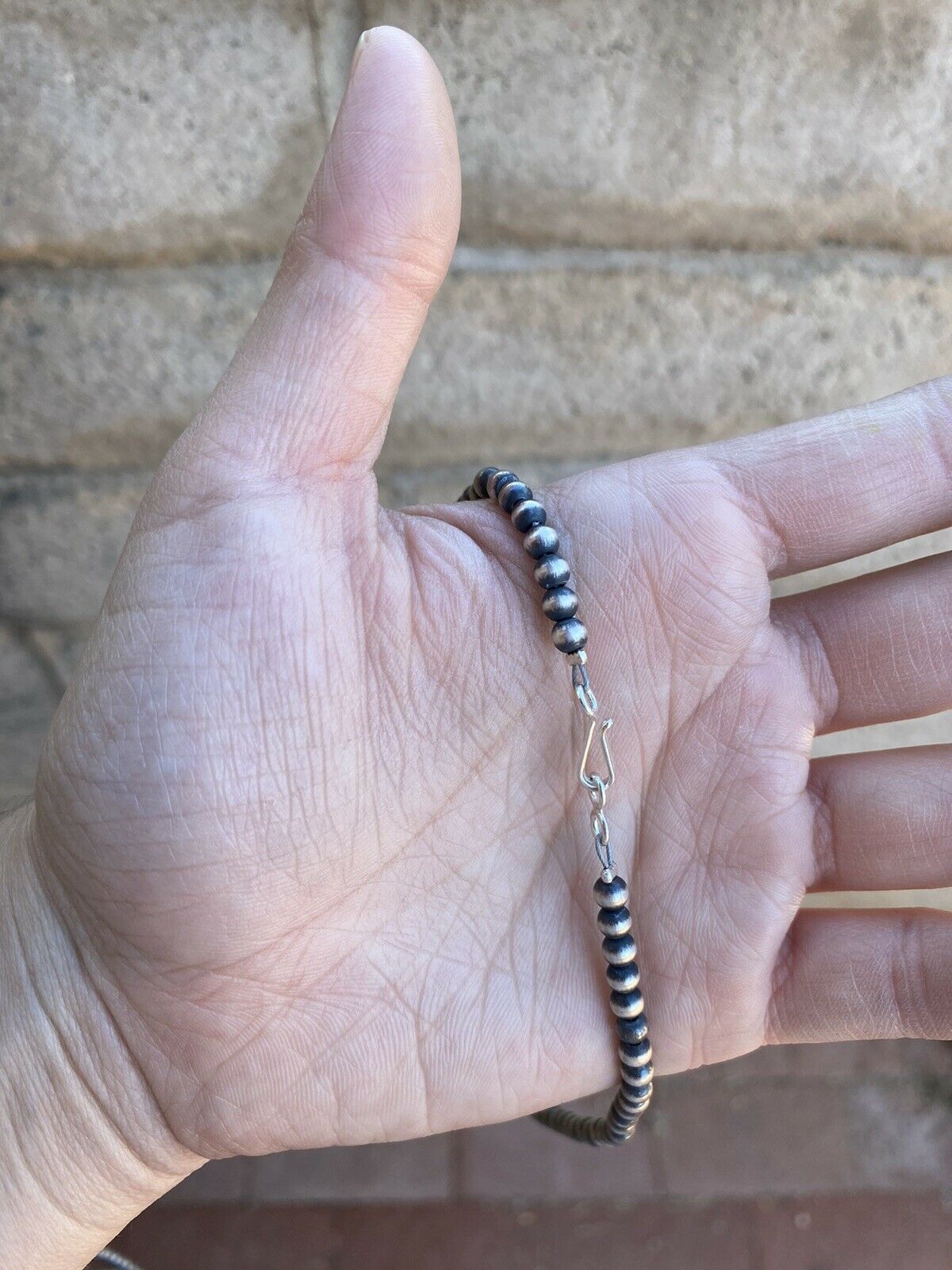 Sterling Silver Navajo Style Pearls Necklaces 4mm