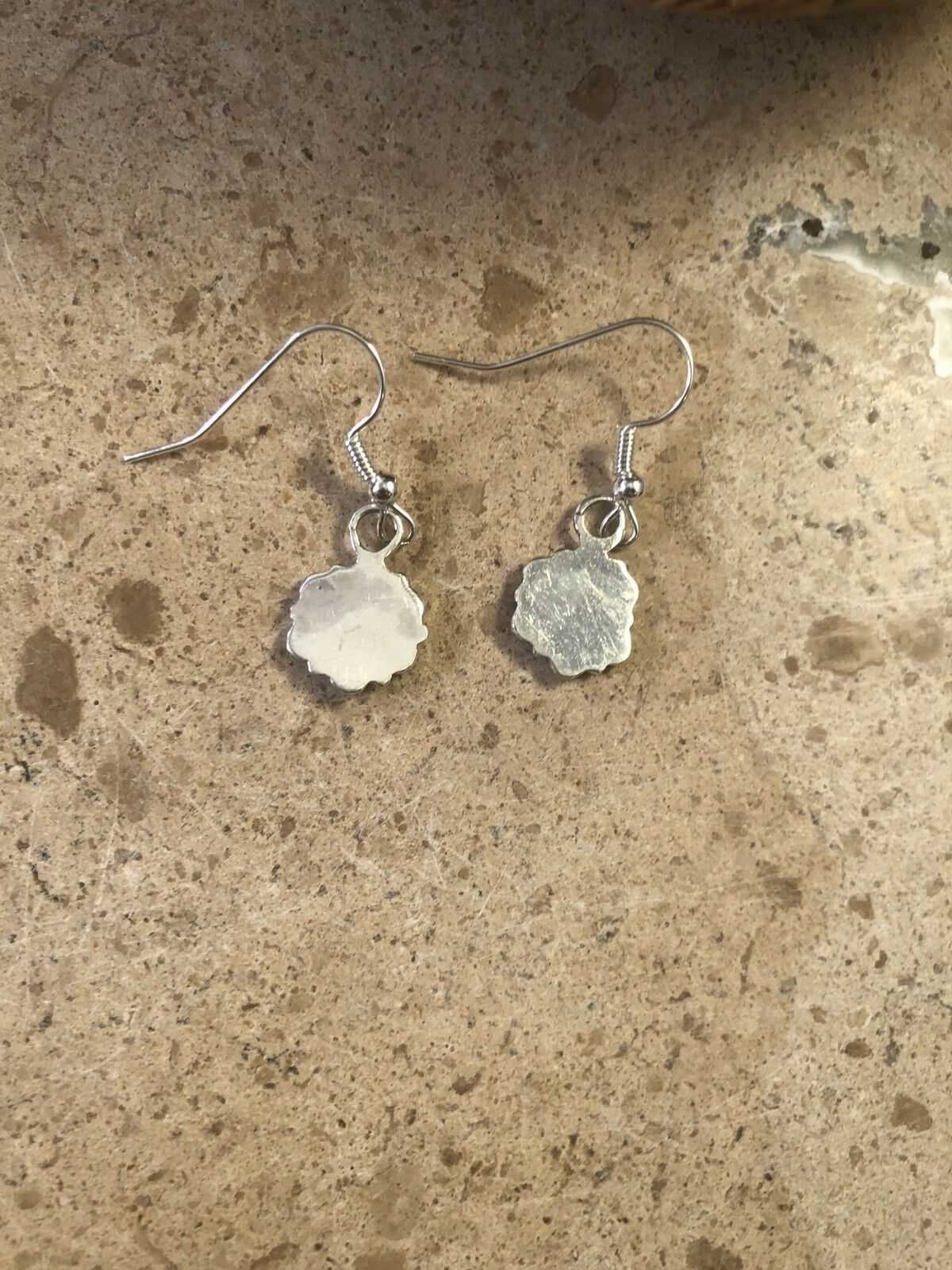 Zuni Petit Point Red Coral Sterling Silver Dangle Earrings