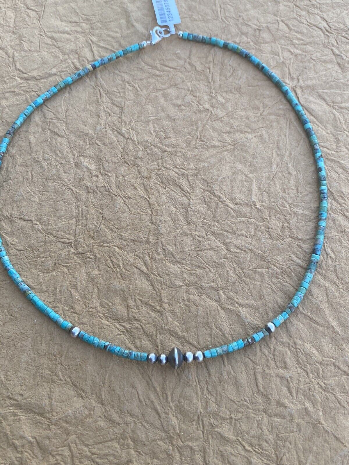 Navajo Turquoise Sterling Silver Pearl Beaded 17” Necklace 4mm