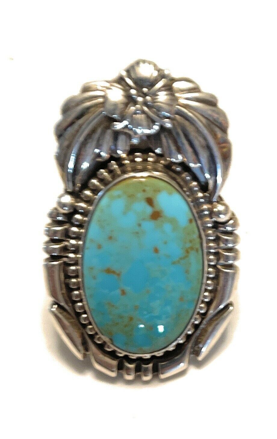 Navajo Turquoise & Lapis Sterling Silver Ring Sz 7 Signed
