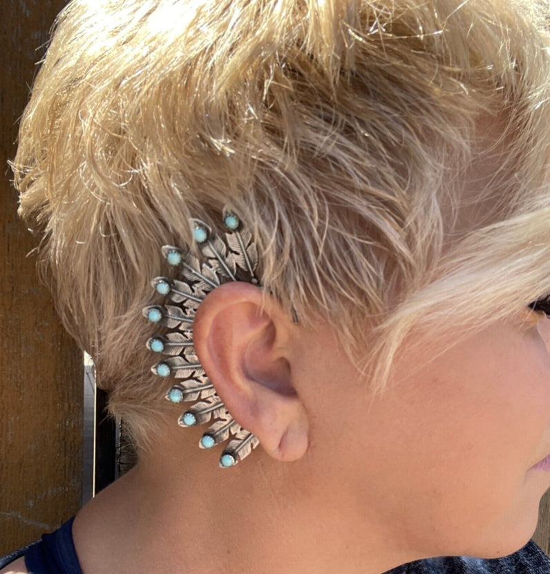 Navajo Sterling Silver Feather Cuff Earring