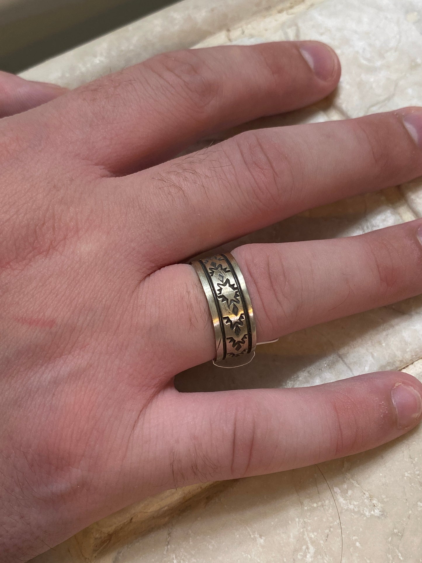 Navajo Sterling Silver Tribal Ring Size 9.5