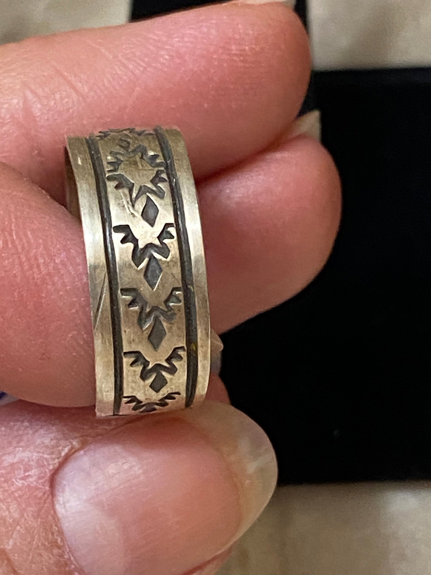 Navajo Sterling Silver Tribal Ring Size 9.5