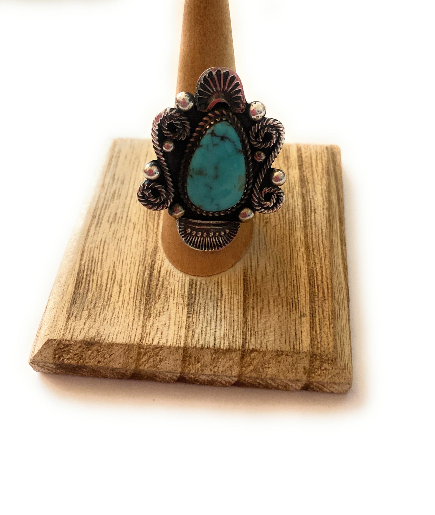 Navajo Kingman Turquoise & Sterling Silver Adjustable Ring