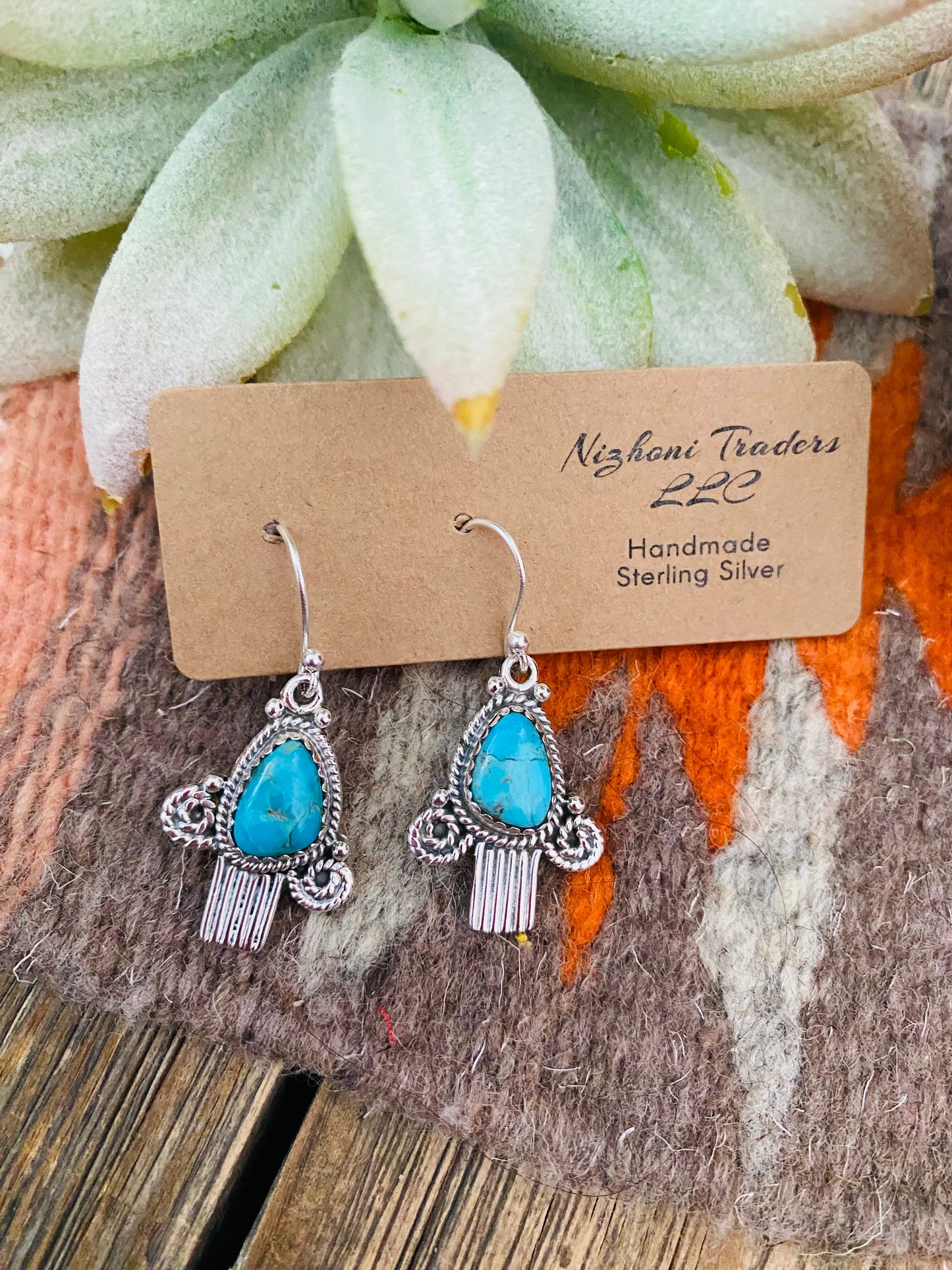 Handmade Turquoise & Sterling Silver Dangle Earrings