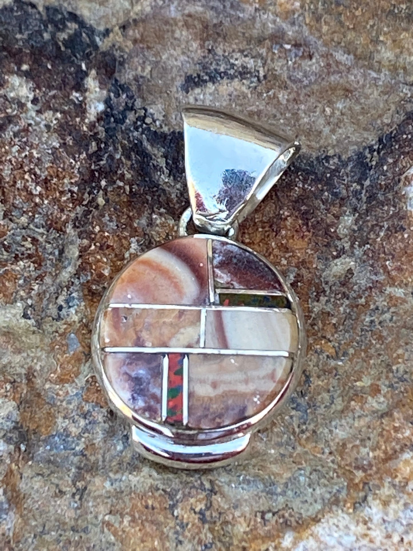 Navajo Coral & Fire Opal Pendant