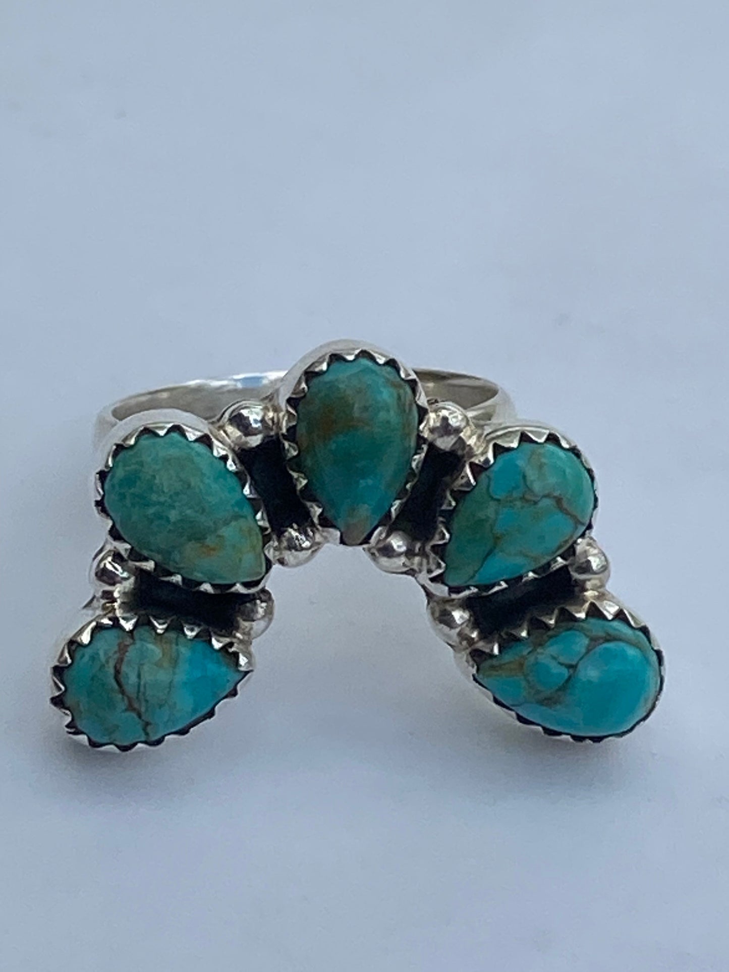Blue Mojave & Sterling Silver Diamond Wrap Ring