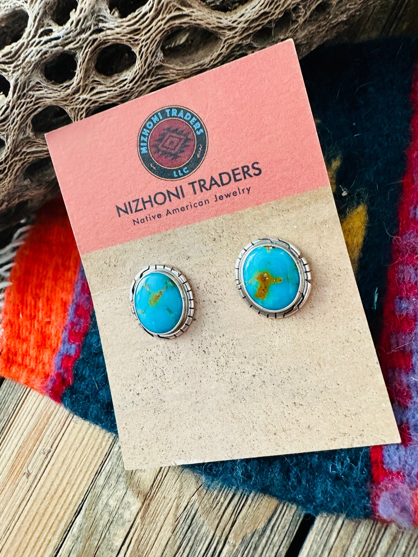 Navajo Royston Turquoise & Sterling Silver Stud Earrings