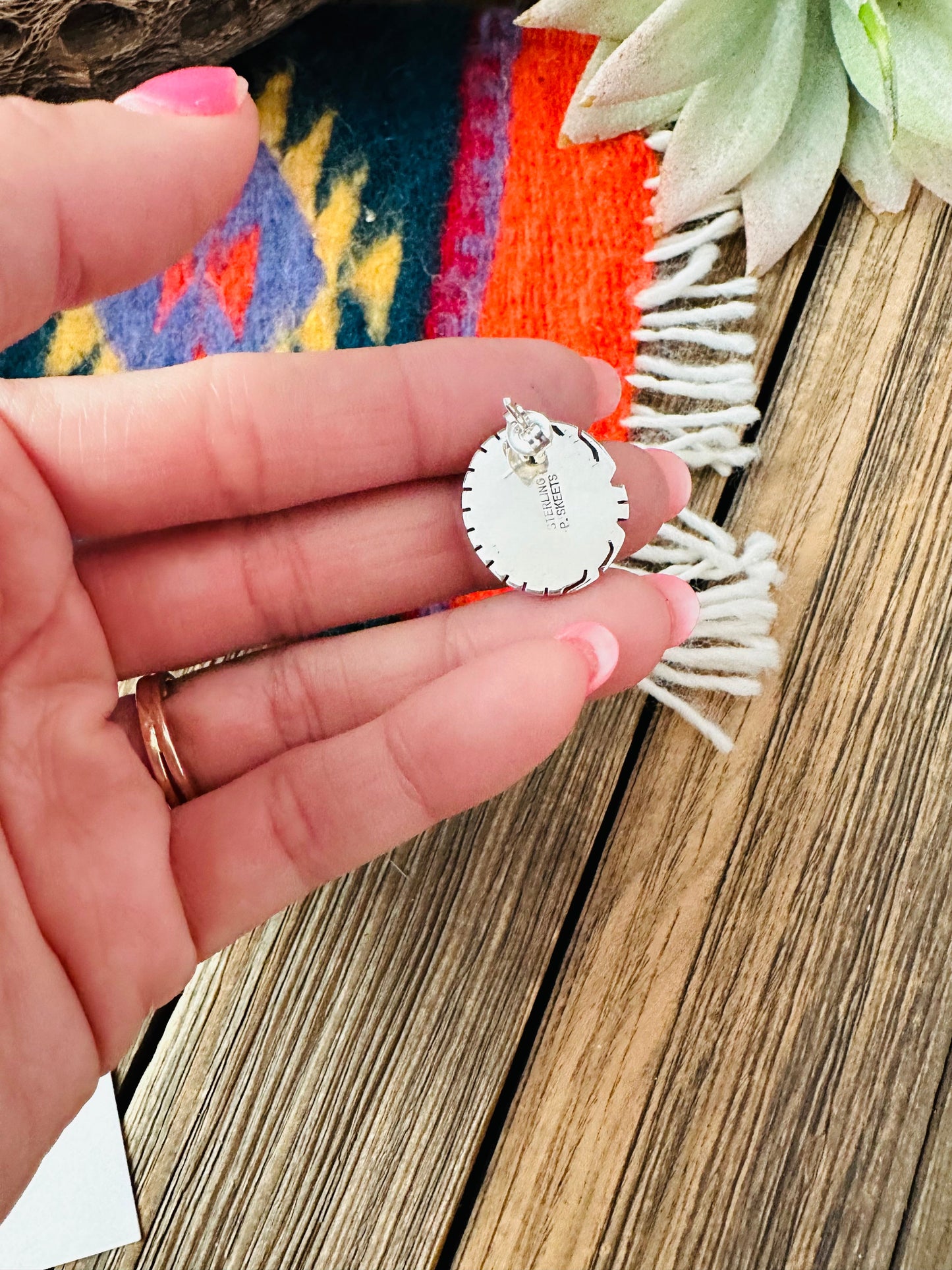 Navajo Royston Turquoise & Sterling Silver Stud Earrings