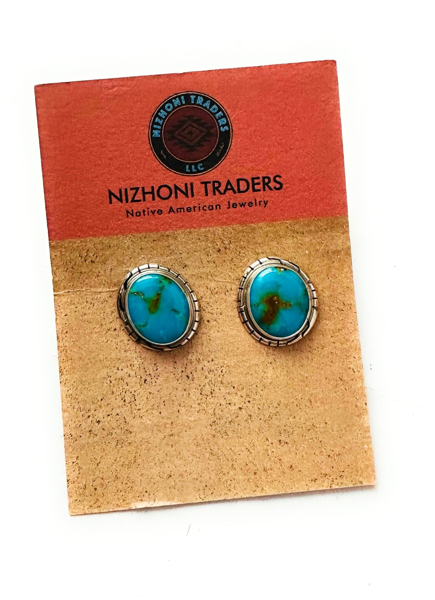 Navajo Royston Turquoise & Sterling Silver Stud Earrings