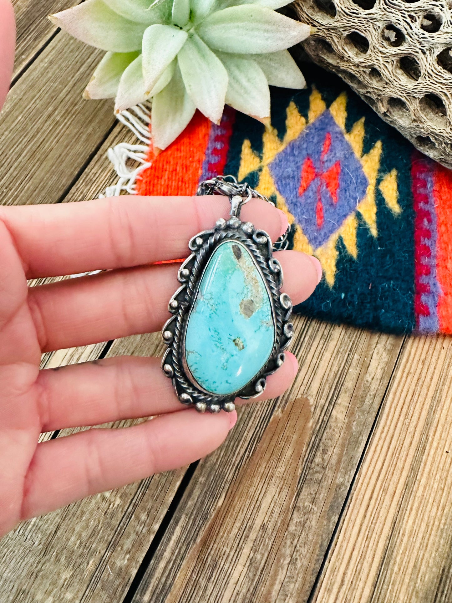 Navajo Sterling Silver & Turquoise Necklace