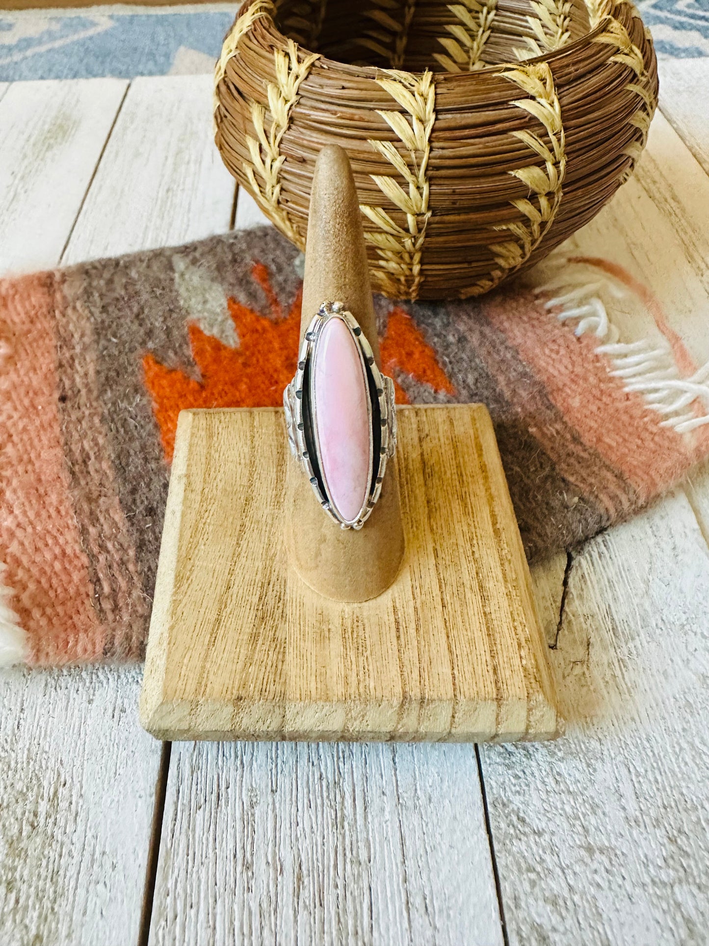 Navajo Sterling Silver & Queen Pink Conch Ring