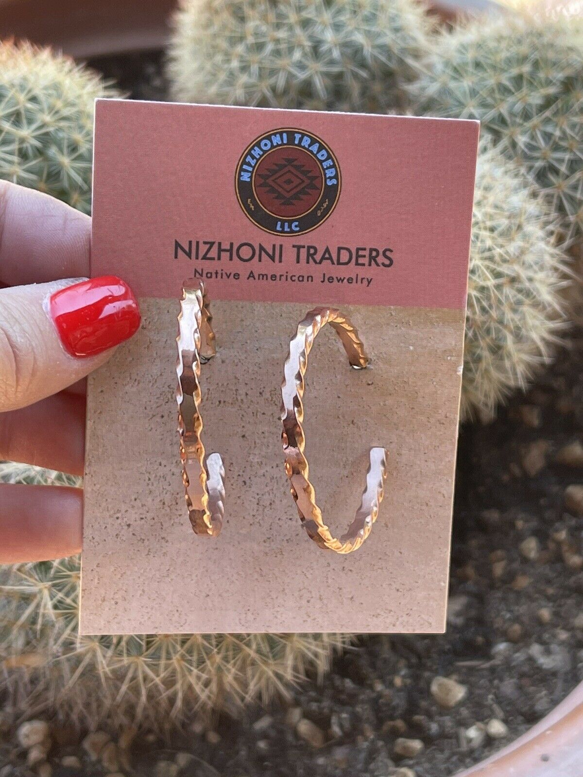 Navajo Copper Rope Style Hoop Earrings